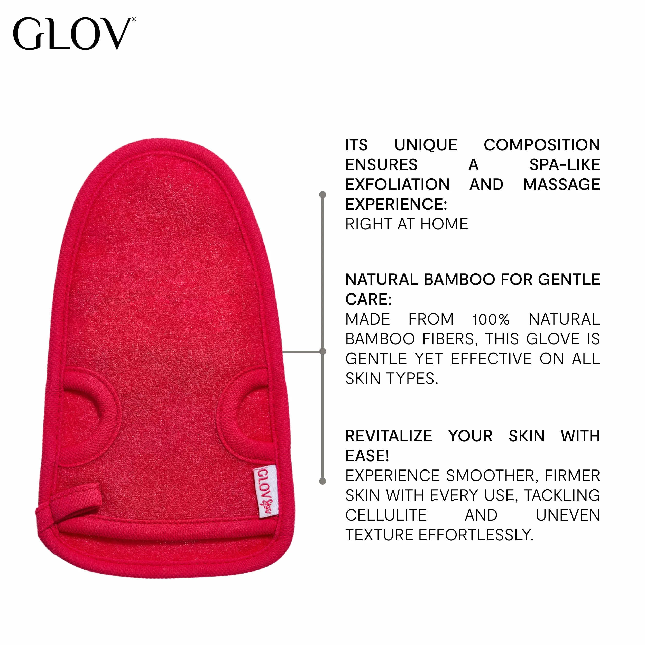 GLOV Skin Smoothing ciało masaż rękawiczki 1 szt. Smooth Red/Rot