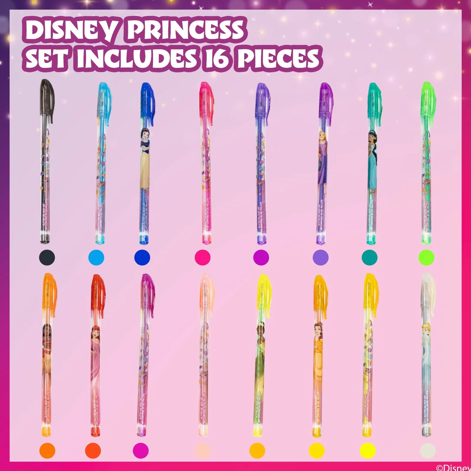 Disney Princess Zestaw Brokat Body Art 16 szt Dziewczynki 3+