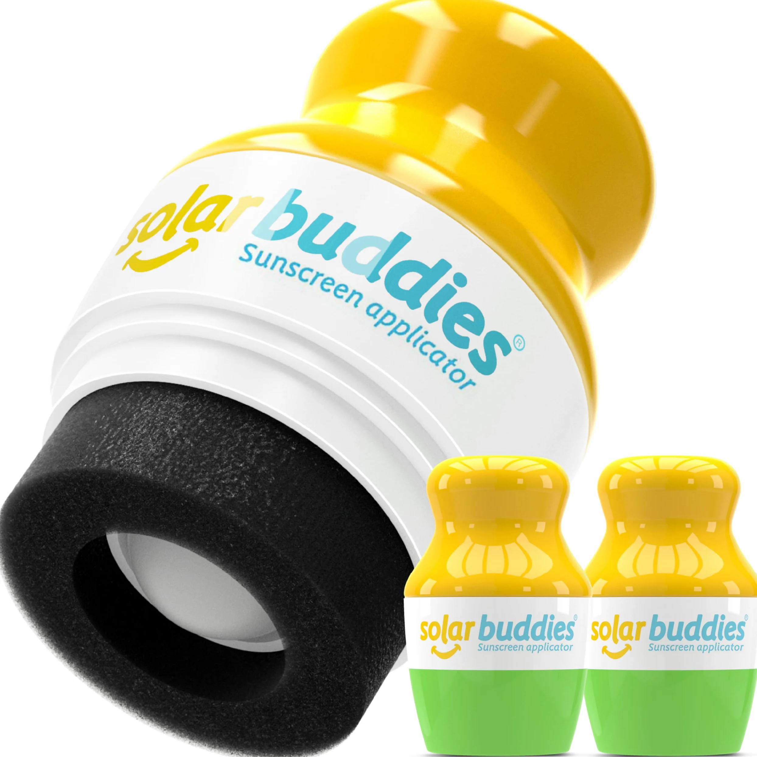 Solar Buddies Aplikator do Kremu z Filtrem – Zielony Duet – Wielorazowy Roll-on z Gąbką Bez BPA – Dla Dzieci, Dorosłych i Rodzin – 100ml – Idealny do Podróży