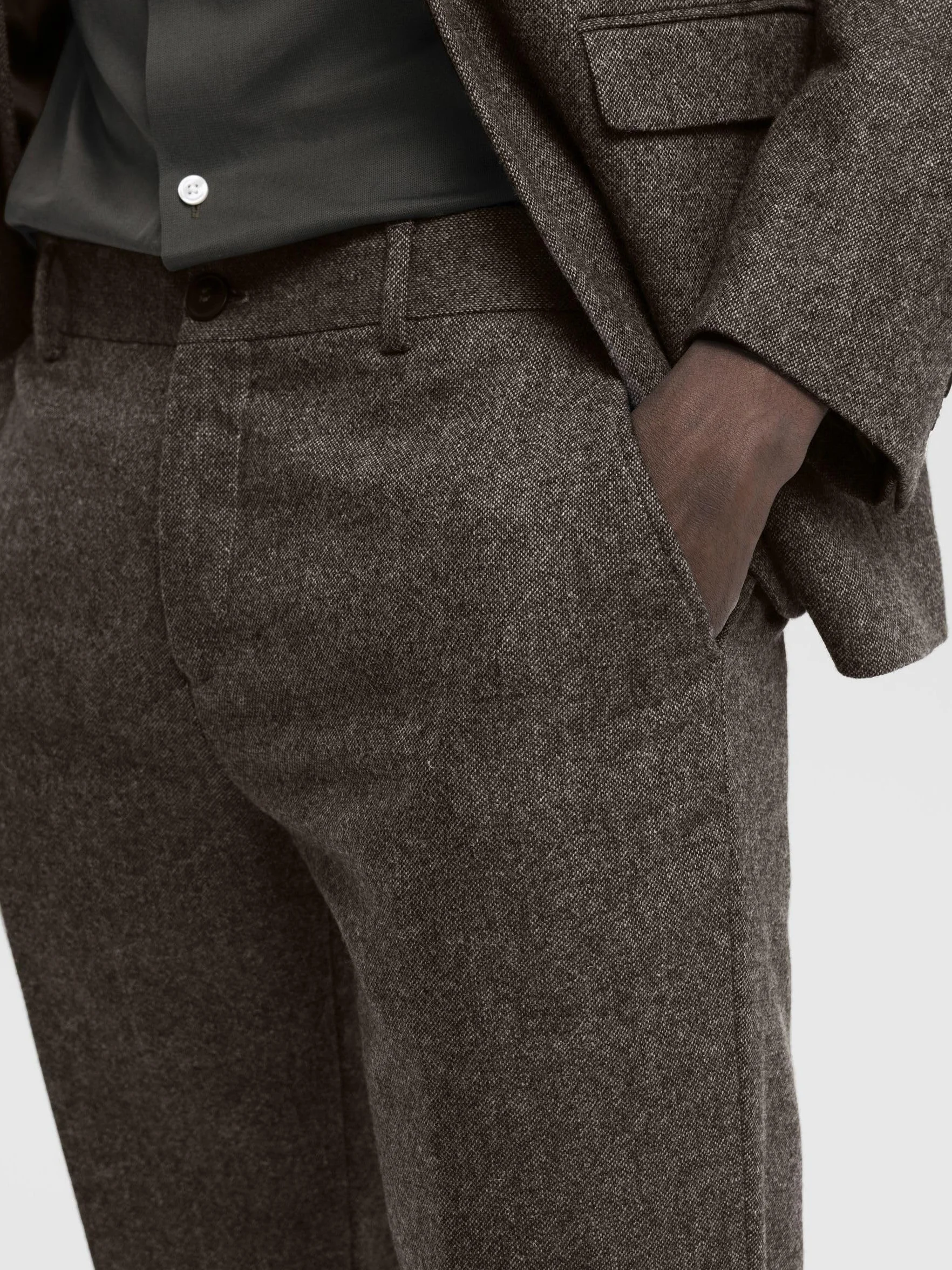 SELECTED HOMME Slhslim-isac Brown Struc Trs B Noos - spodnie materiałowe Mężczyźni