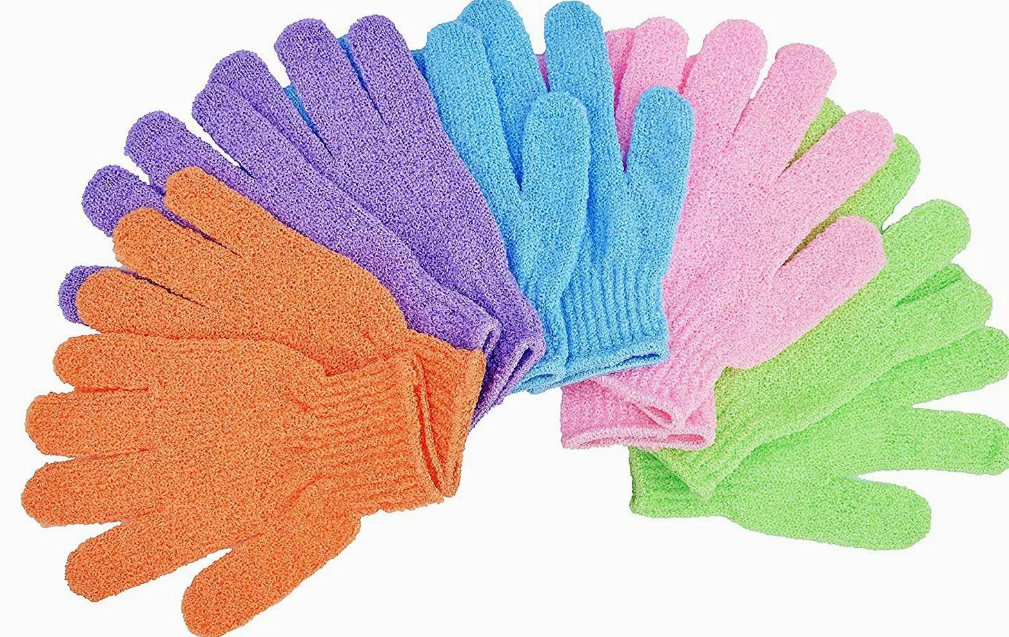 Rękawice złuszczające 5 par rękawic złuszczających, 10 szt. rękawic do mycia, rękawice kąpielowe, złuszczanie ciała, rękawice ręczne, akcesoria prysznicowe, używane do mydła i mycia ciała, sprawiają,