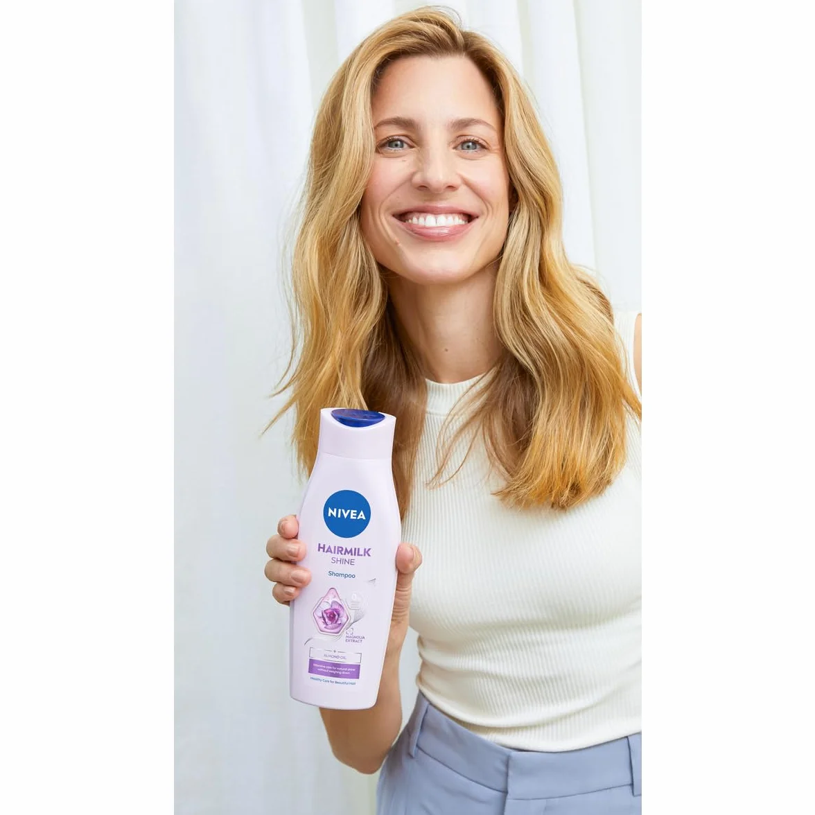NIVEA Hairmilk Shine Ochronny szampon do włosów dla naturalnego połysku z olejkiem migdałowym 400 ml