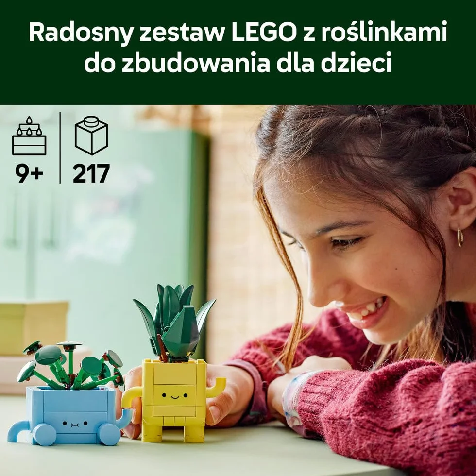 LEGO Botanicals Wesołe roślinki, dracena i pilea w doniczkach, zabawka konstrukcyjna dla dziecka, pomysł na prezent dla 9-latki, dla dziewczynki i chłopca, dekoracje do pokoju dziecięcego 10349