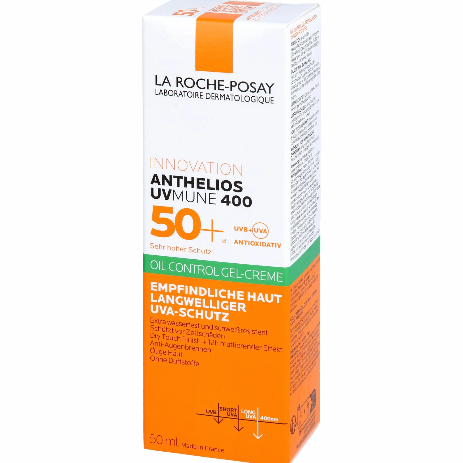 La Roche-Posay Innovation Anthelios UV Mune 400 50+ Oil Control Gel Creme Ultra Long UVA Protection Sans Parfum 50 ml
