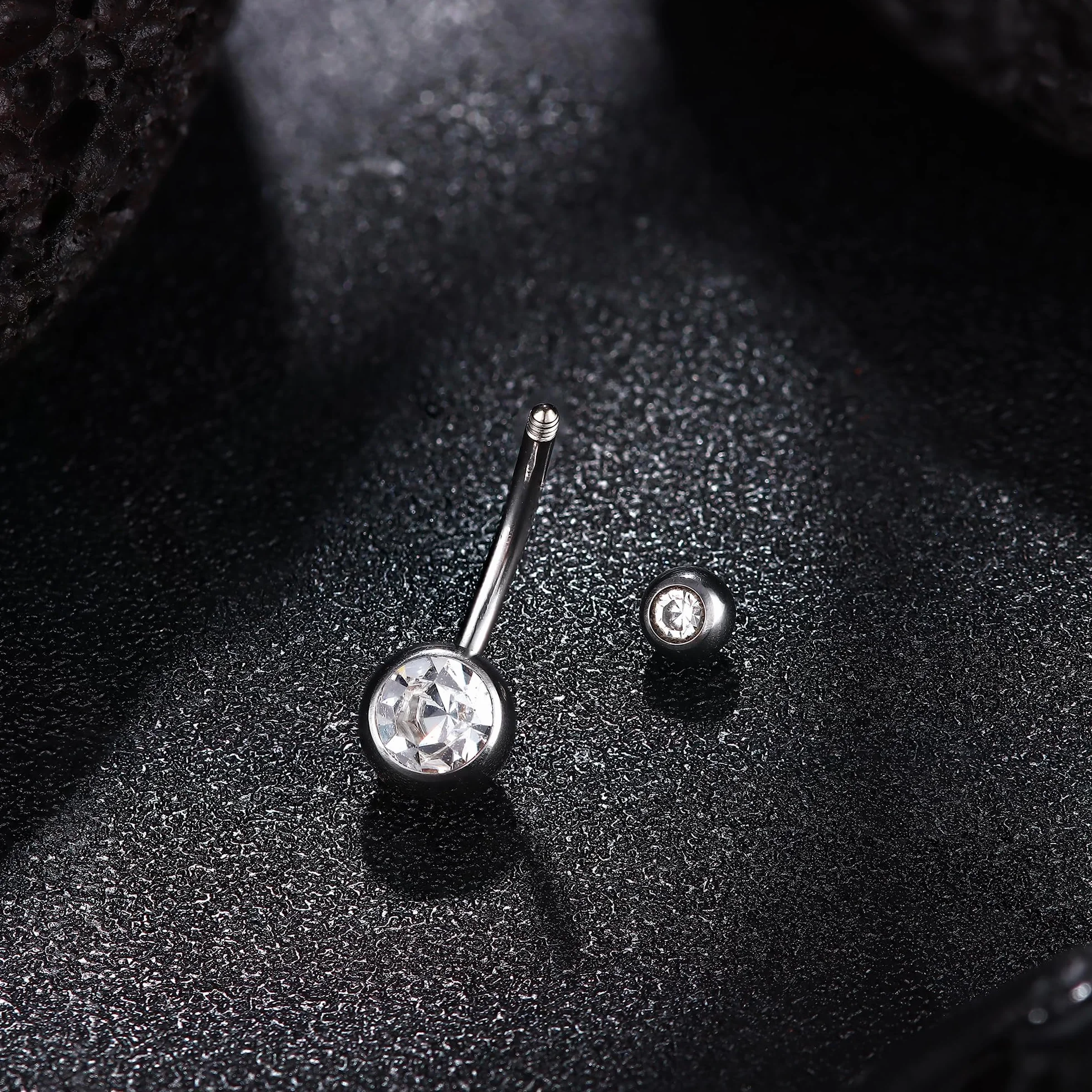 Diamday Brzuch G23 tytanowe pręty do pępka 14G hipoalergiczny piercing pierścienie do pępka błyszczące CZ kolczyk do pępka paski długie srebrne paski do pępka biżuteria 8/10/12/14/16 mm
