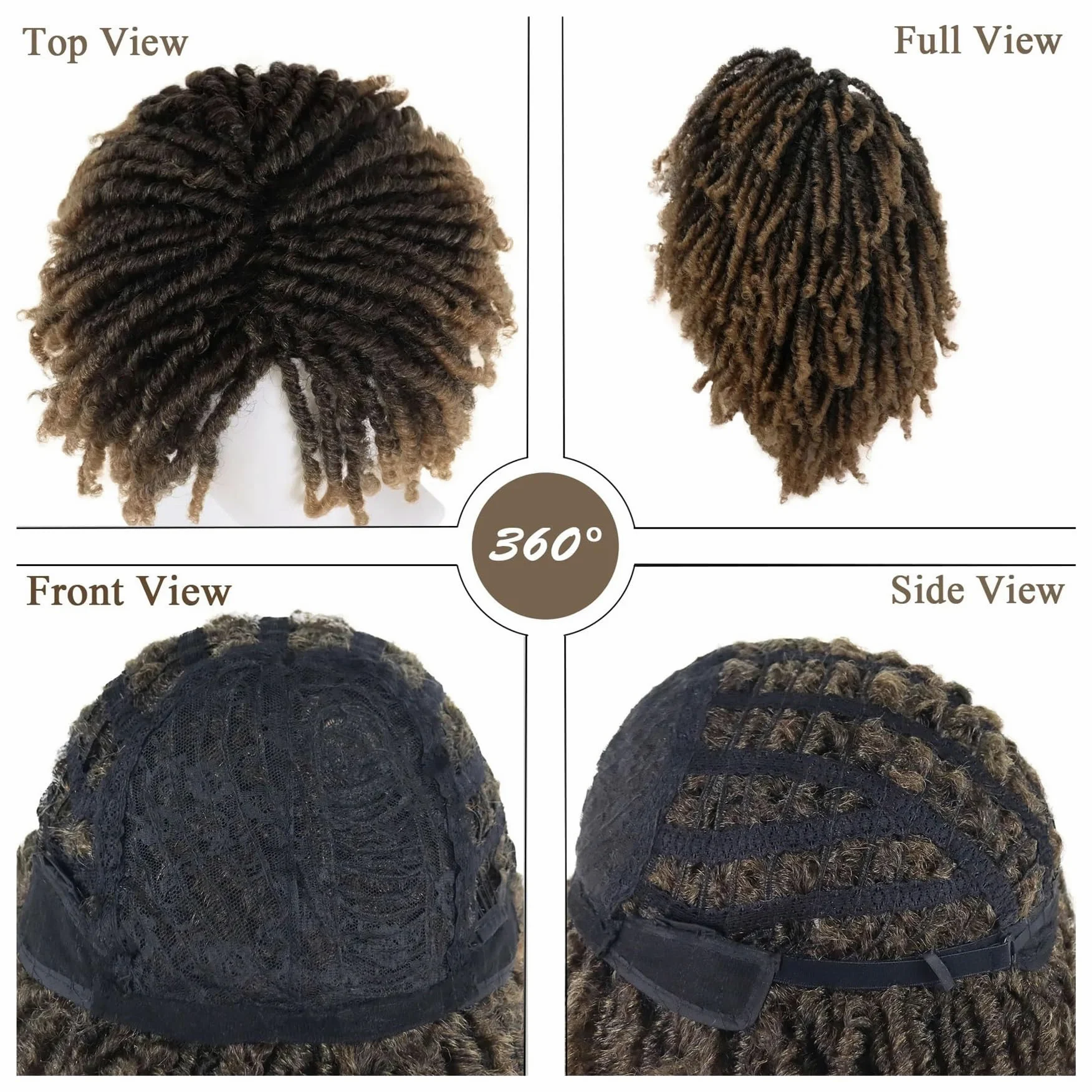 1 Szt. Peruka Z Dredami Fałszywe Dredy Włosy Syntetyczne Krótkie Kręcone Warkocze Peruki Dla Kobiet I Mężczyzn Afro Szydełkowe Męskie 14 Cali(Ombre Blonde)