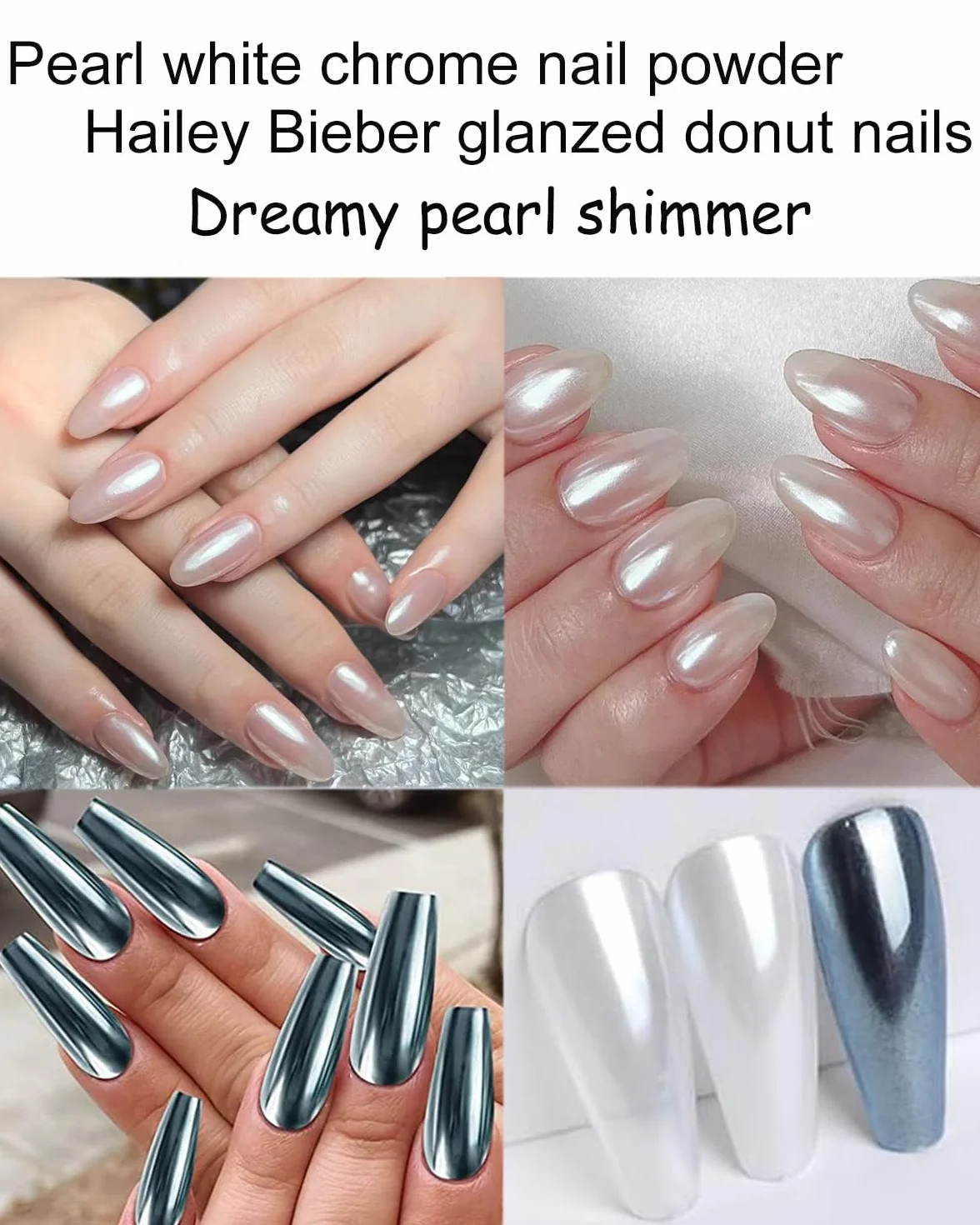 Wahshei 6 Chromowy Puder do Paznokci, Chromowy Puder z Efektem Lustra, Holo Chromowy Puder, Puder z Efektem Perłowym do Paznokci Glazed Donut