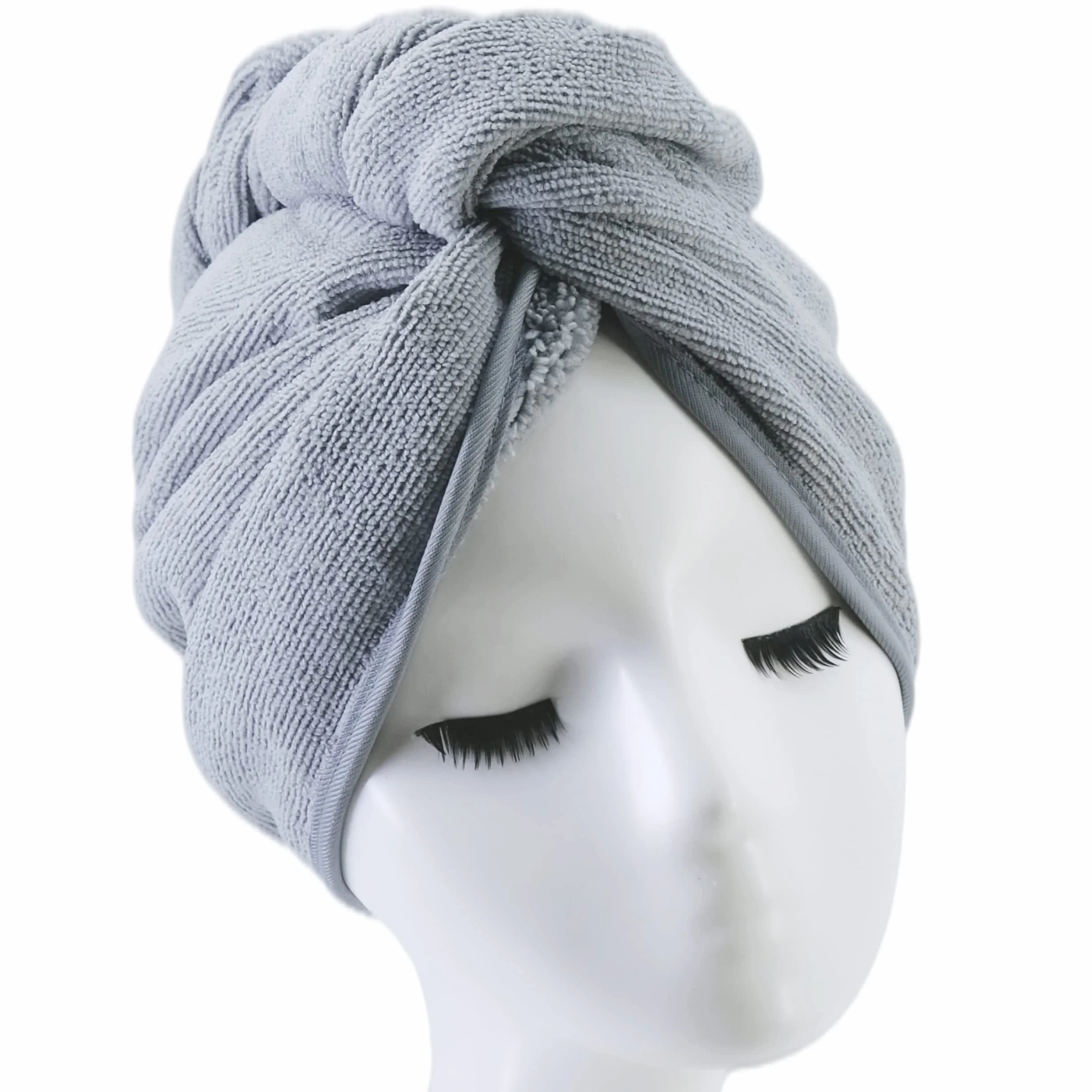 Polyte Ręcznik do włosów z mikrofibry turban szary 30 x 71 cm 2 szt.