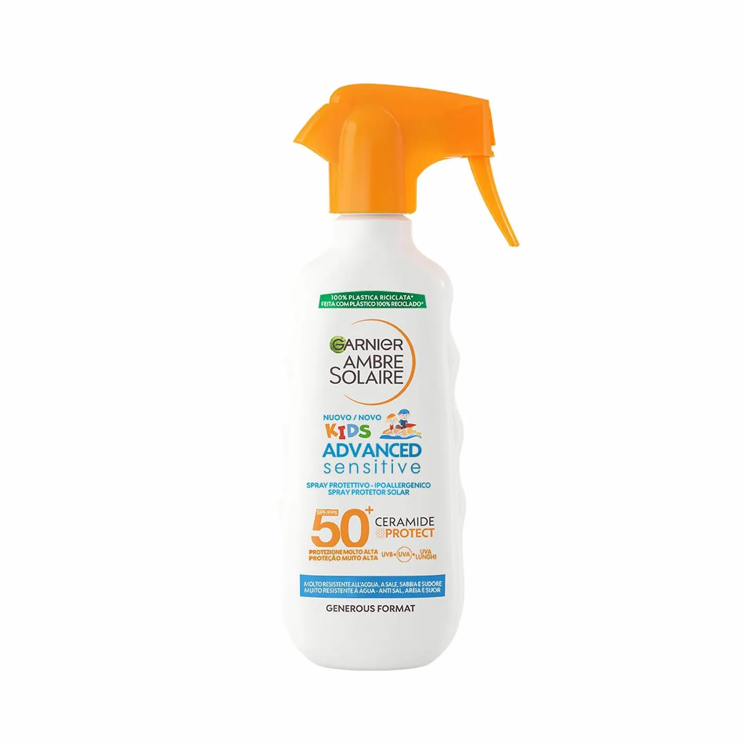 Garnier Ambre Solaire Advanced Sensitive Kids Ceramde Protect Spray Gazeta ochronna SPF50+, 270 ml