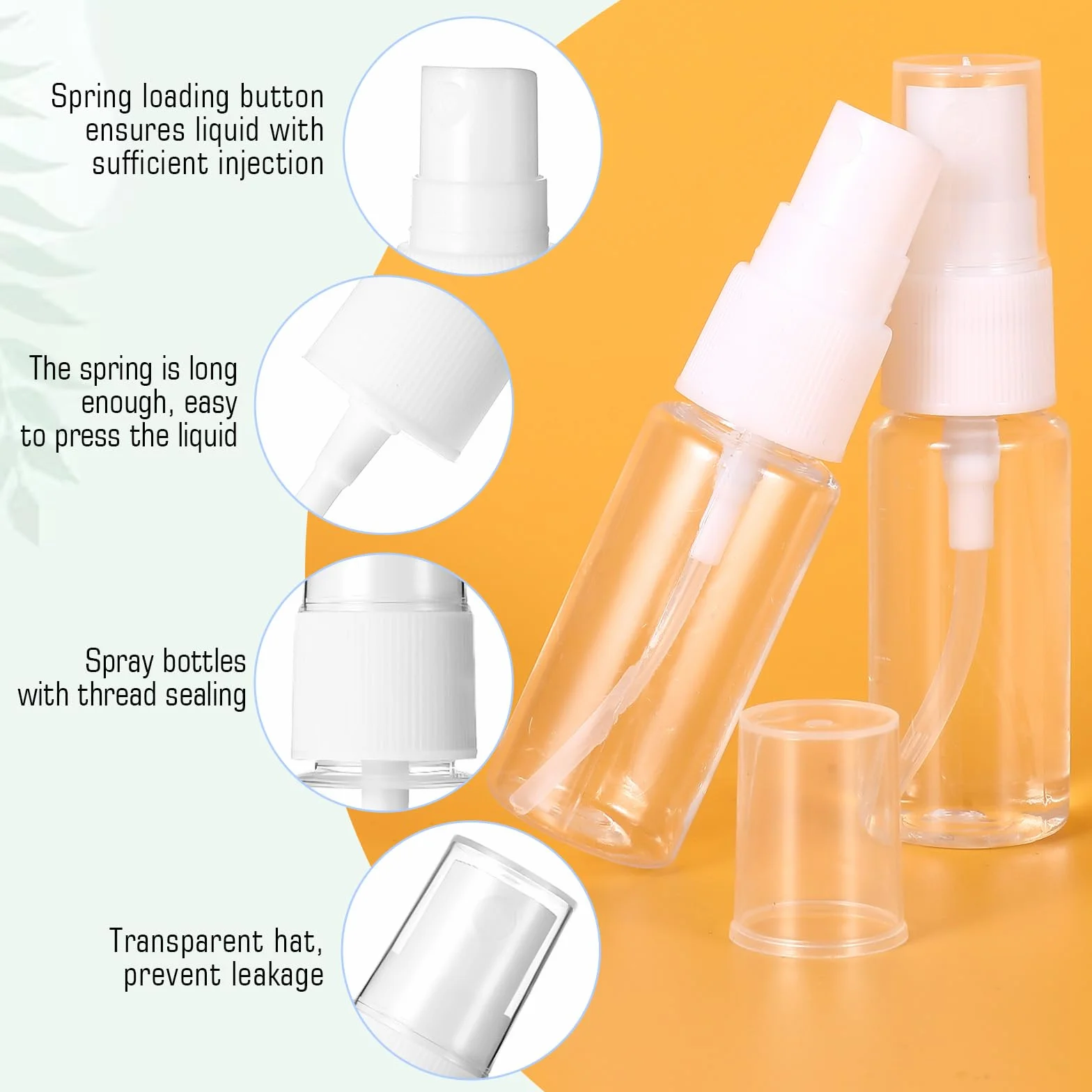 Giantree 4 sztuki przezroczystych 20 ml mini butelek z rozpylaczem, plastikowe butelki z rozpylaczem na podróże, kosmetyki, czyszczenie, pielęgnacja ciała