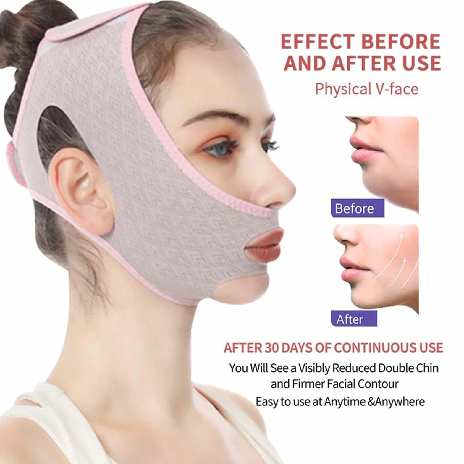 Adjustable V Face Lifting Strap, Breathable Double Chin Reducer, Reusable Face Shaping Band for Firming and Contouring, Comfortable Slimming Belt for Neck, Jawline, and Chin