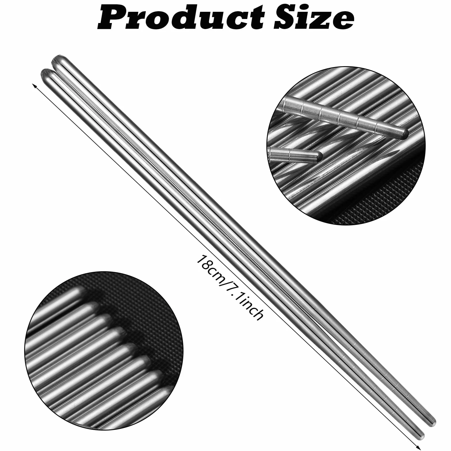 JIEYAO 5 par pałeczek ze stali nierdzewnej premium, 18 cm, antypoślizgowe, metalowe, wielokrotnego użytku, srebrne, lekkie pałeczki, nadają się do mycia w zmywarce, do domu, kuchni, hotelu