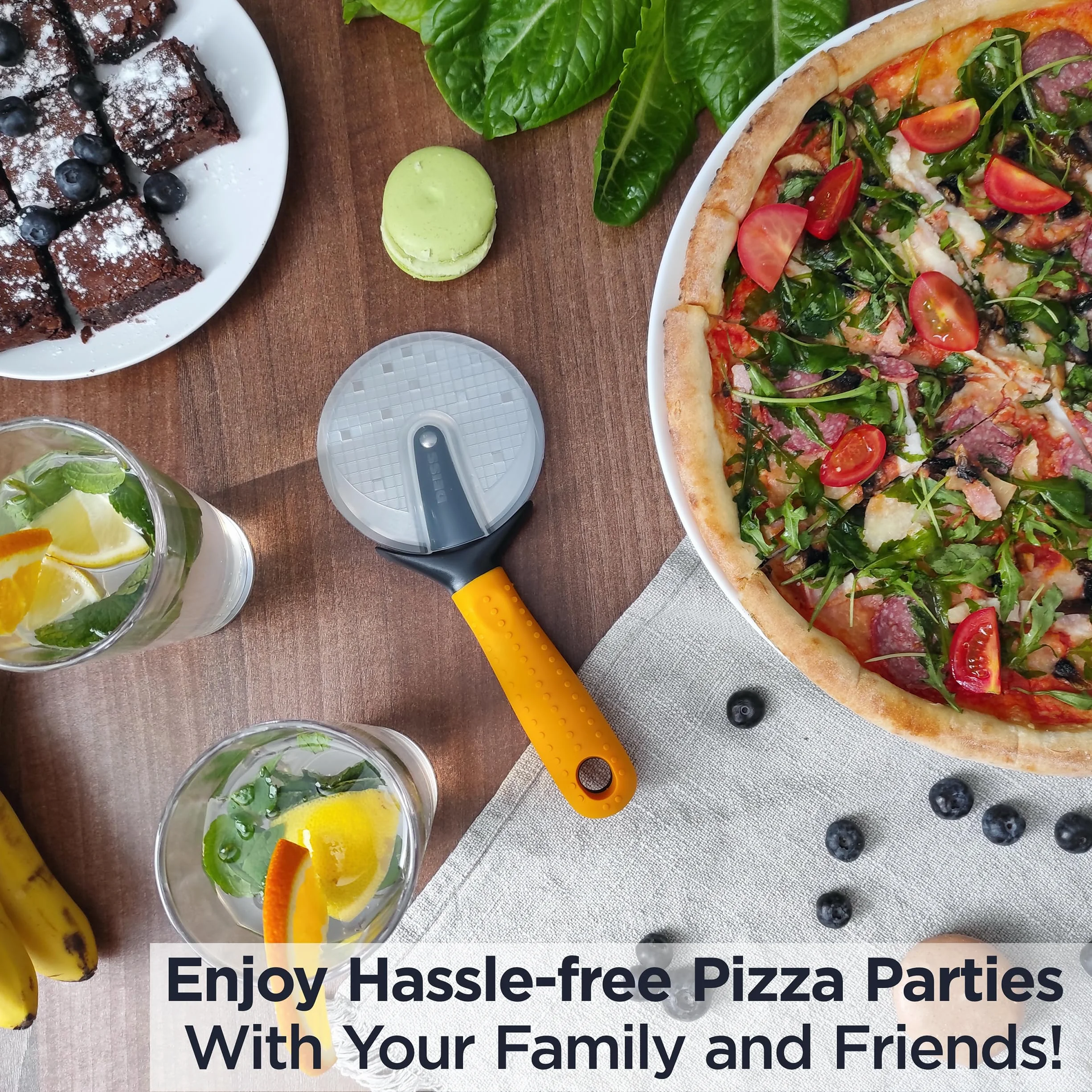 Krajalnica do Pizzy Deiss Pro o Dużej Wytrzymałości, Krajalnica na Kółkach - Ostre, Gładkie Kółko do Cięcia Pizzy ze Stali Nierdzewnej z Wygodnym Uchwytem Antypoślizgowym, Można Myć w Zmywarce