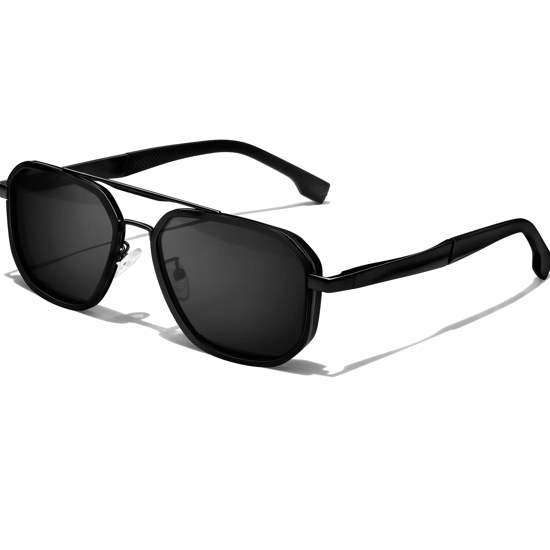 KANASTAL Okulary przeciwsłoneczne Męskie damskie Spolaryzowane UV400 Klasyczne Kwadratowe Metalowe Ramki Sunglasses z Miękkimi Zausznikami