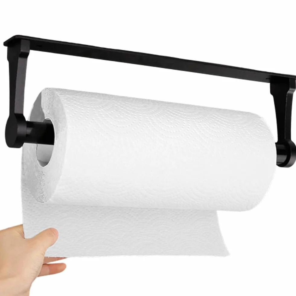Uchwyt na ręczniki kuchenne, bez wiercenia, 32,5 cm, uchwyt na papier toaletowy, ze stopu aluminium, samoprzylepny, do kuchni, łazienki, salonu