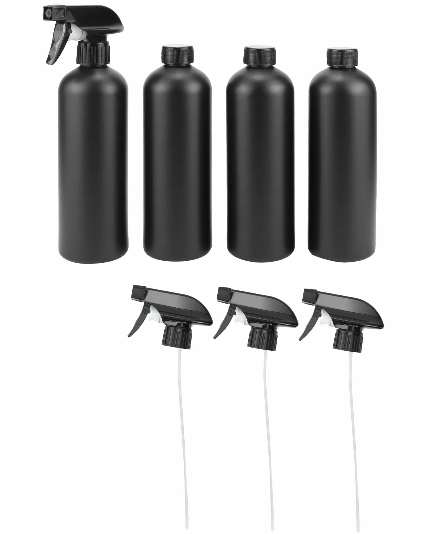 QWORK® 4 sztuki butelka ze sprayem 500ml, czarna, do pielęgnacji włosów, pielęgnacji i czyszczenia roślin kwiatowych