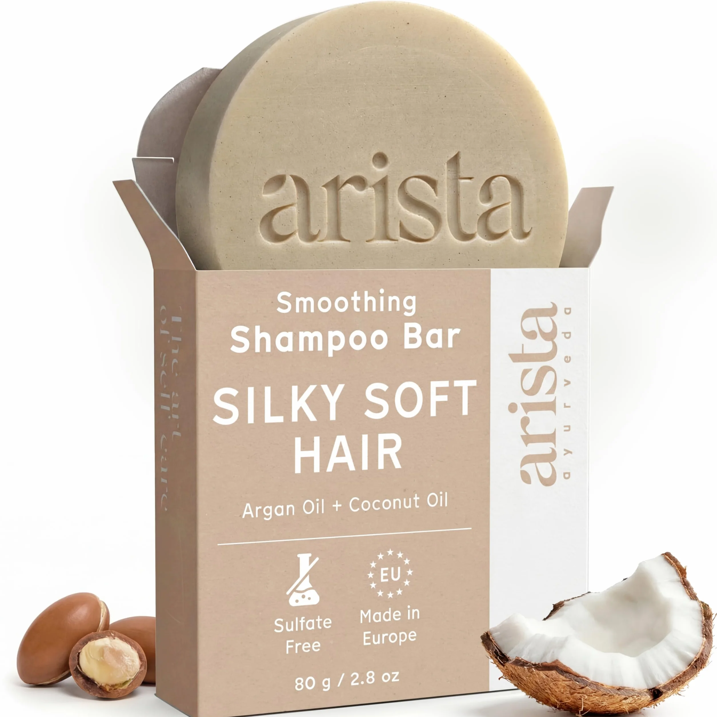 Arista Normal Hair Shampoo Bar | Bezsiarczanowy, Shikakai i olejek arganowy, stały szampon | Ekologiczny, wegański