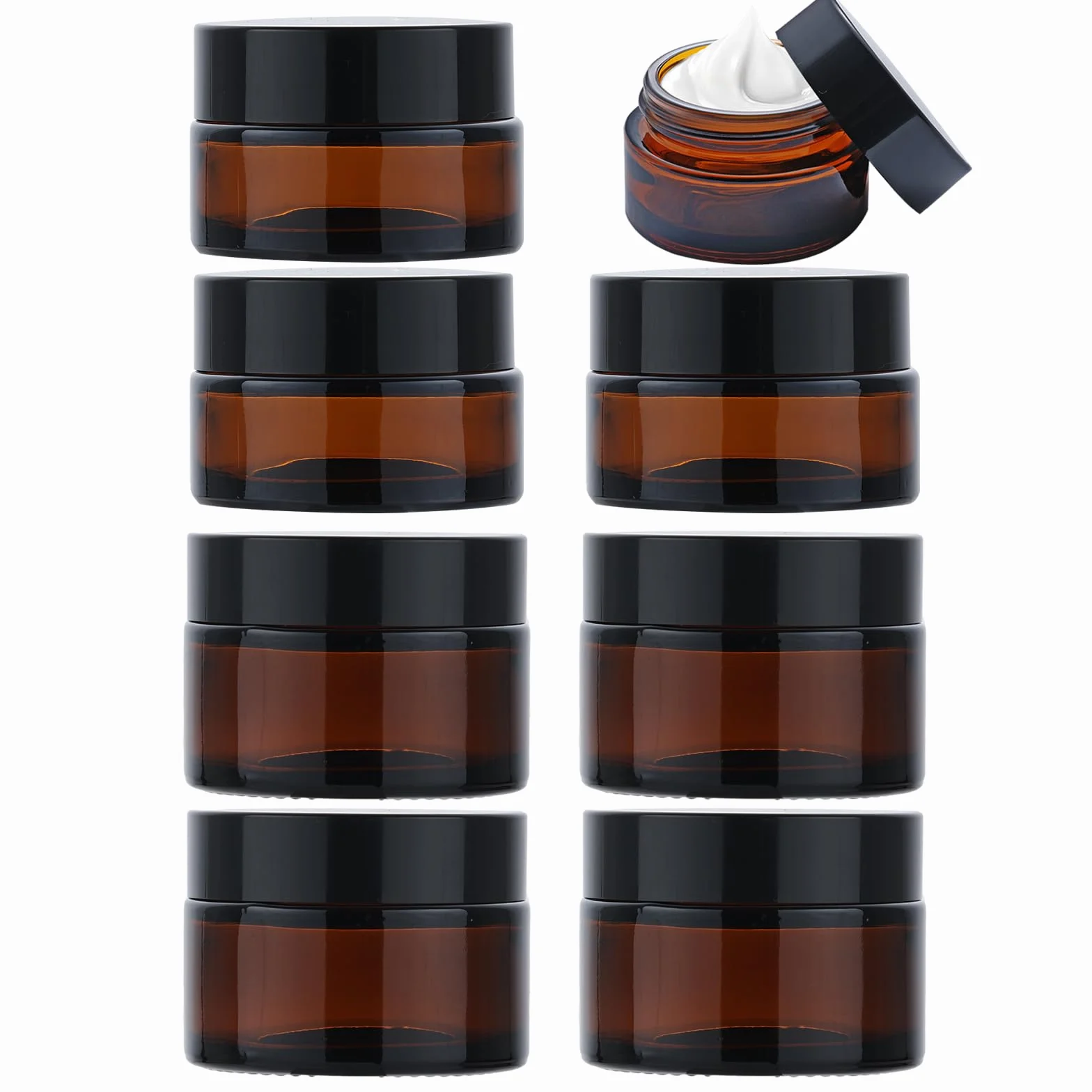 8 sztuk słoiczków z brązowego szkła, 20 ml/30 ml, szkło bursztynowe, pusta puszka, pojemnik na śmietanę, małe pudełko z pokrywką, pojemnik na próbki, pojemniki na próbki, do napełniania kosmetyków,