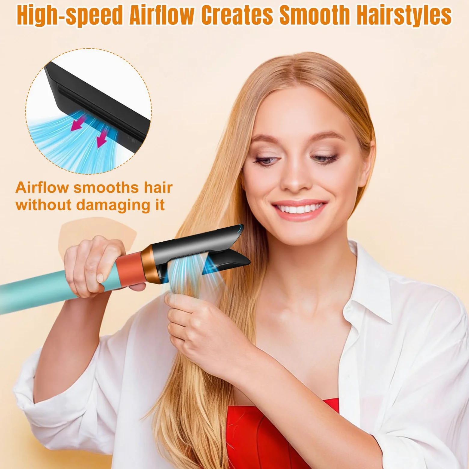 Dyfuzor do lokówek i wygładzania do Dy-son Airwrap HS01 HS05 HS08, dyfuzor wygładza i stylizuje włosy za pomocą samego strumienia powietrza (złoty)