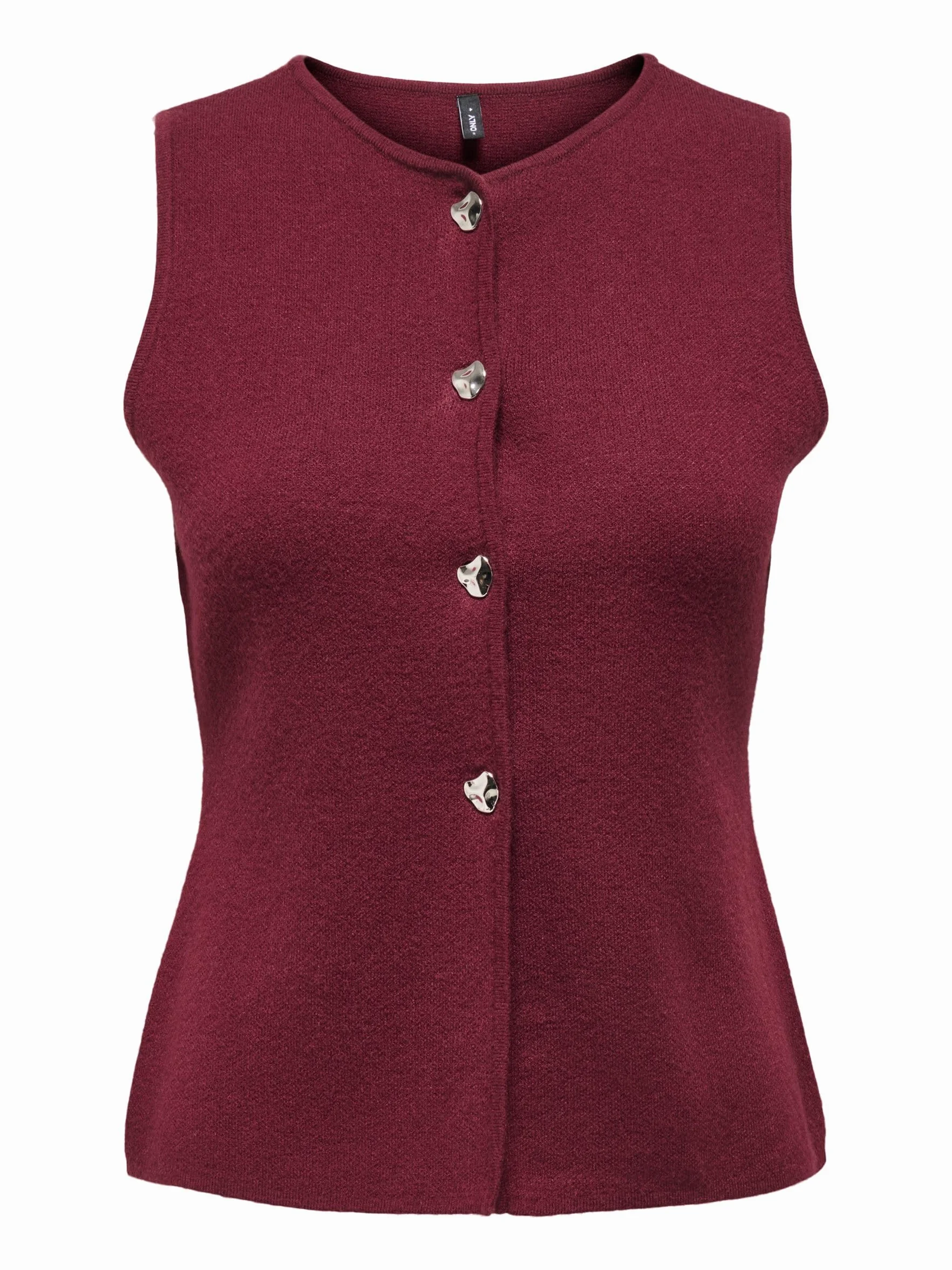 Onlibi Button Sl Vest Cc Knt, Zinfandel, S