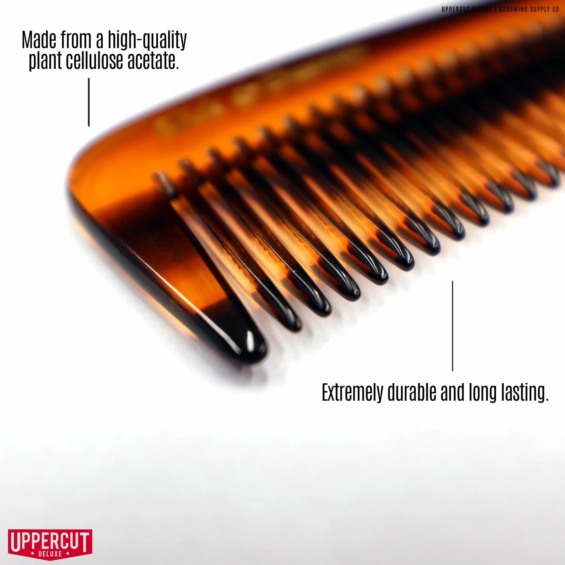 Uppercut Deluxe CT9 Styling Comb, Flat Handled Long Toothed Hair Comb for Ultimate Styling Control, Ideal for Grooming Medium to Long Hair Styles