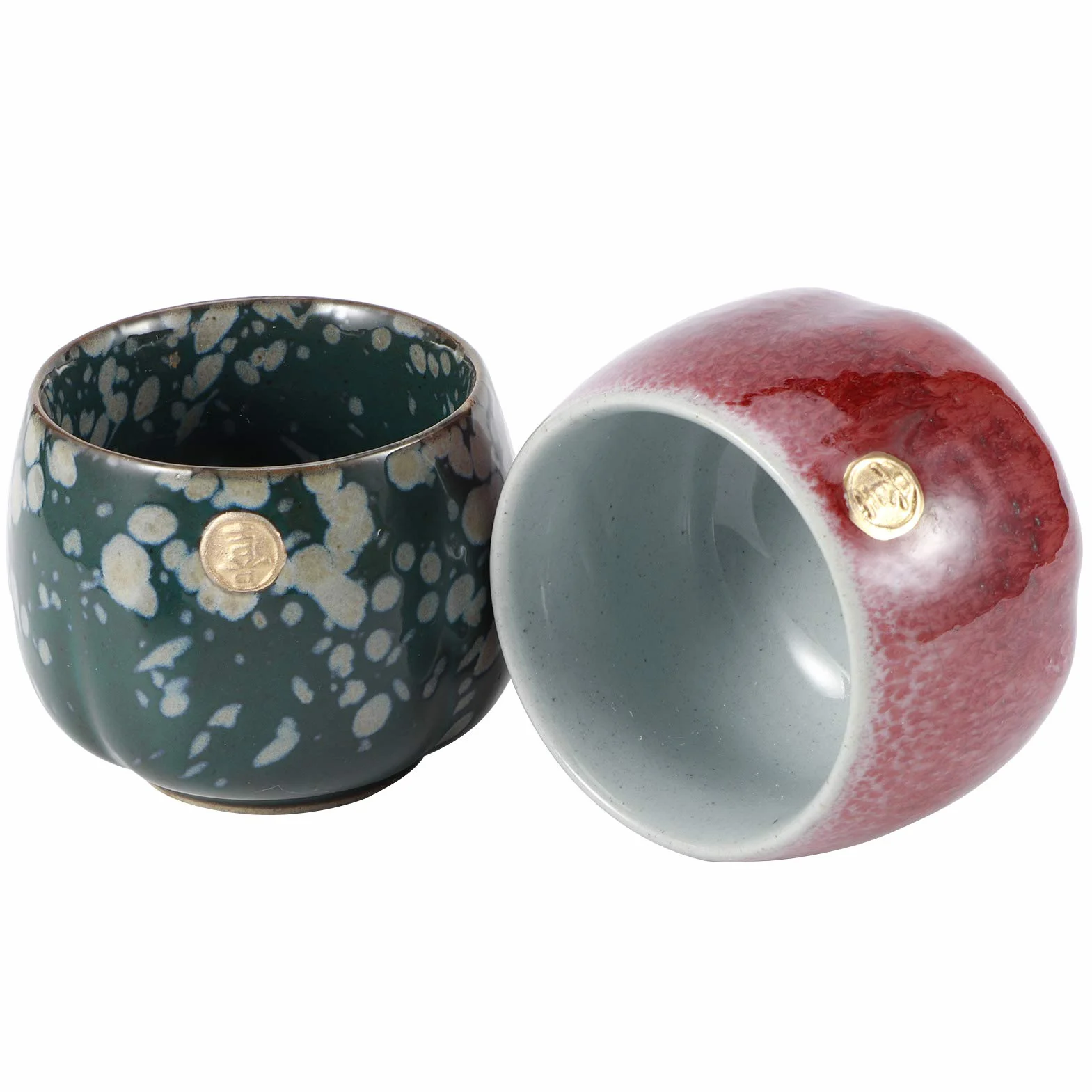 Ejoyous 4-częściowy zestaw kubków ceramicznych, zestaw ceramicznych filiżanek do herbaty, retro filiżanka do herbaty w stylu chińskiej/japońskiej ceremonii parzenia herbaty/sake, japoński zestaw