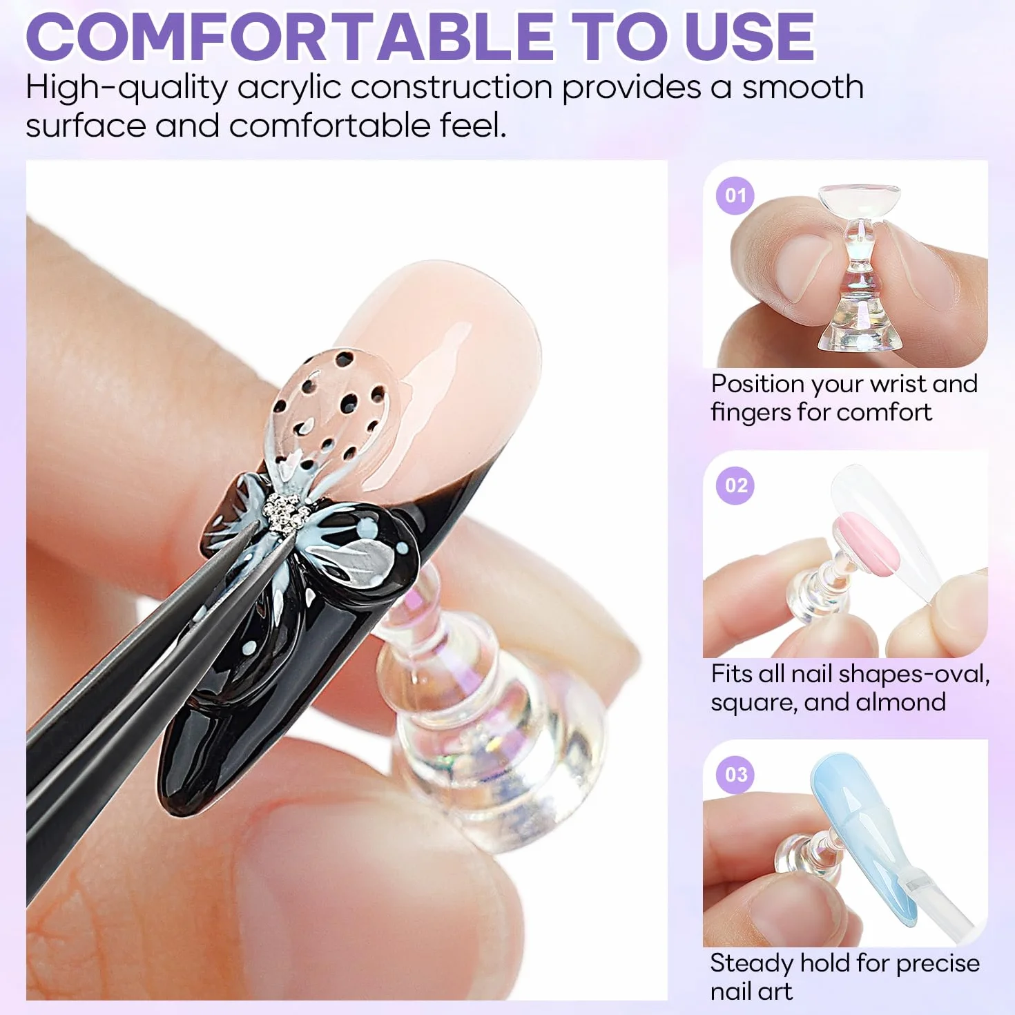 Nicedeco Magnetic stojak na paznokcie Practice Holder uchwyt na paznokcie do ćwiczeń uchwyt na paznokcie stojak na paznokcie do samodzielnego manicure i nakładania paznokci, zawiera 96 sztuk gliny
