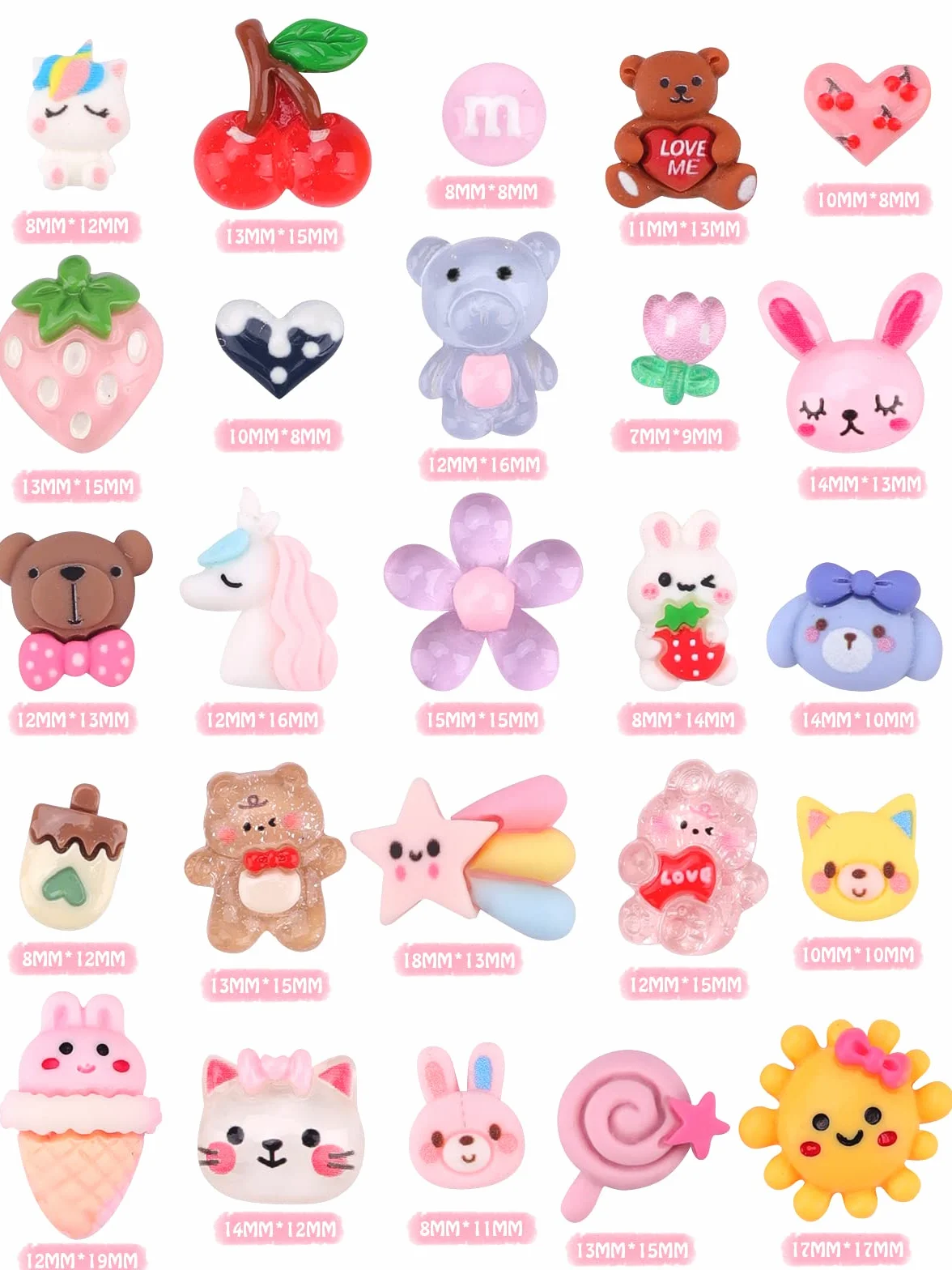 EBANKU Kawaii, płaskie plecach, urocze cukierki, zwierzęta, 100 szt., do samodzielnego wykonania biżuterii, 100 szt