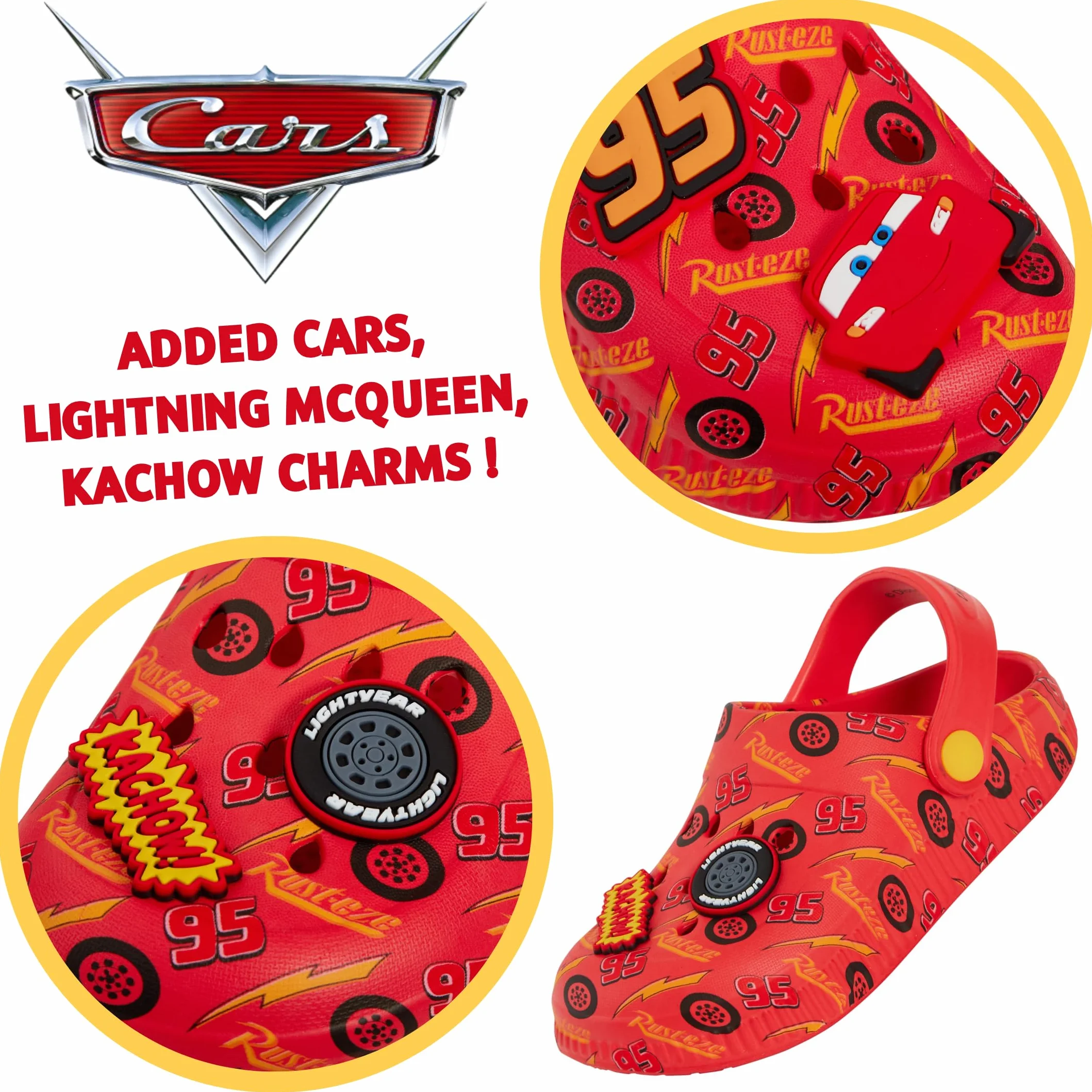 Disney Chłopięce chodaki do samochodów z zawieszkami sandały dziecięce Lightning McQueen suwaki z paskiem na kostkę buty plażowe