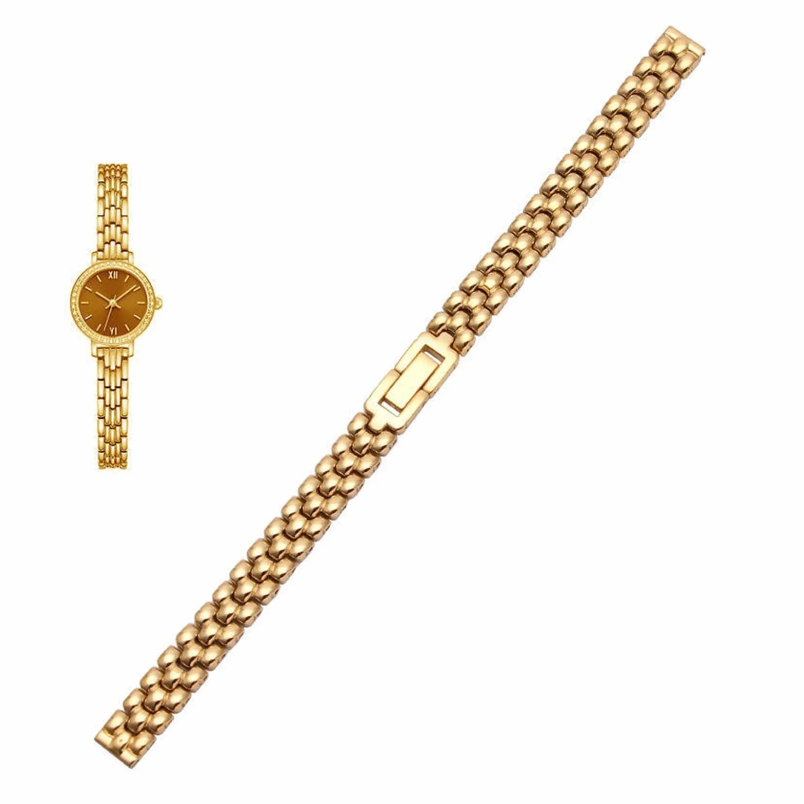 Top Aesthetics Pasek do zegarka ze stali nierdzewnej 6mm 8mm 10mm srebrna złota bransoletka pasek zamienny do rozmiaru Dial bransoletka do zegarka damskiego (Color : Gold, Size : 8mm)