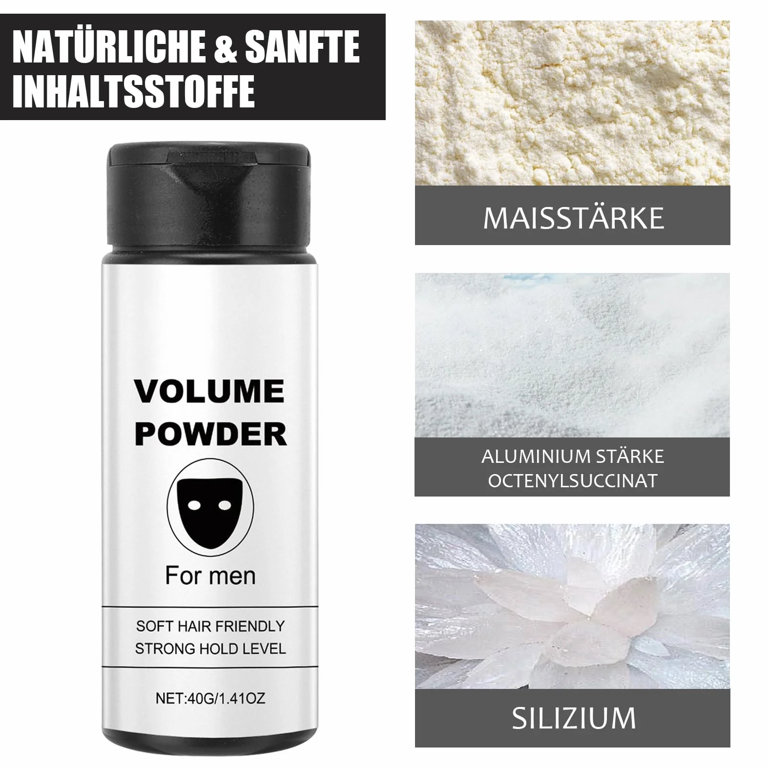 Puder teksturowy dla mężczyzn, puder do włosów z efektem matowym, mocny puder Hal Texture, bezbarwny puder do stylizacji, do natychmiastowej tekstury i objętości, naturalna formuła, do wszystkich