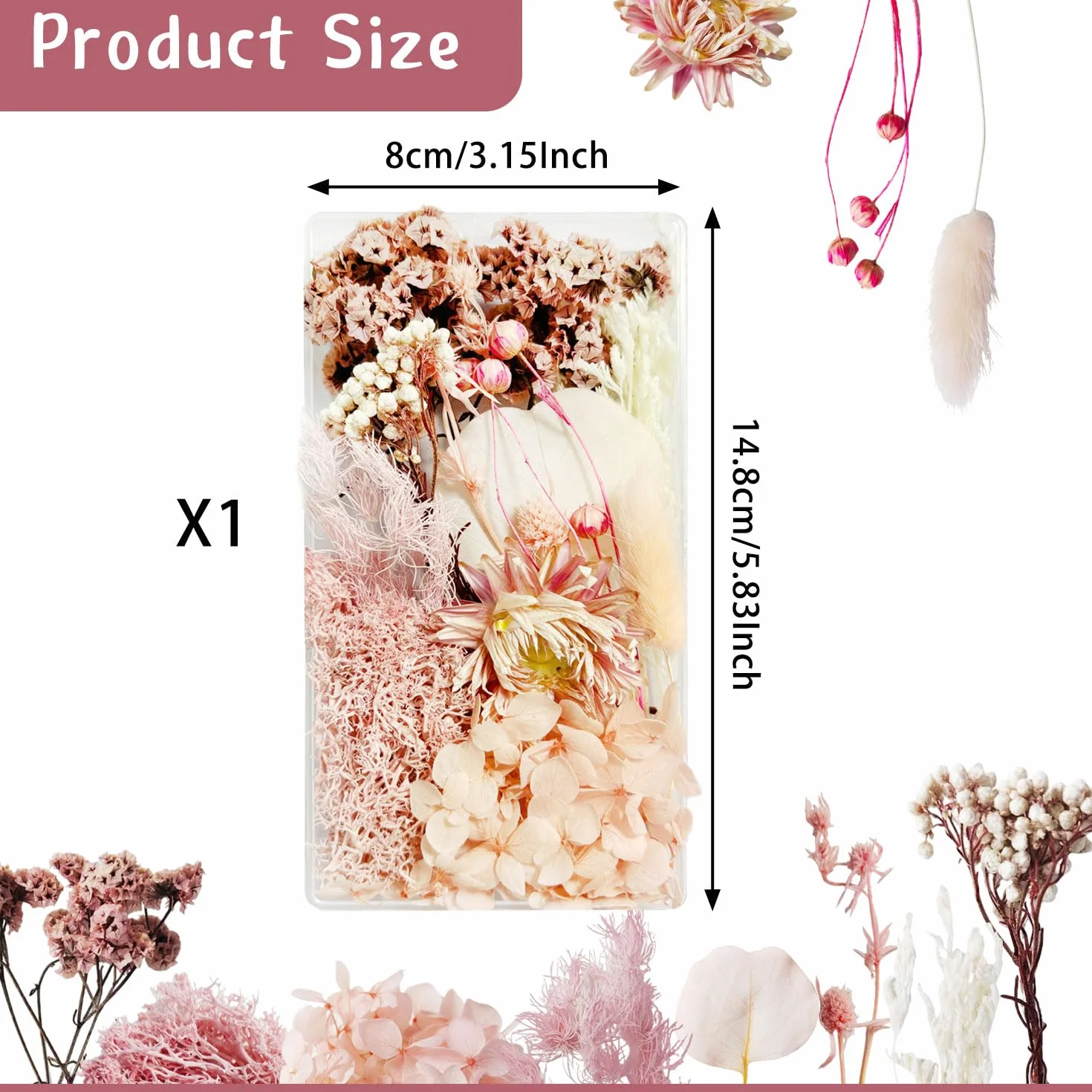 Suszone kwiaty dekoracja naturalne suche kwiaty suszone kwiaty prawdziwe i naturalne suszone liście do dekoracji DIY (różowy)