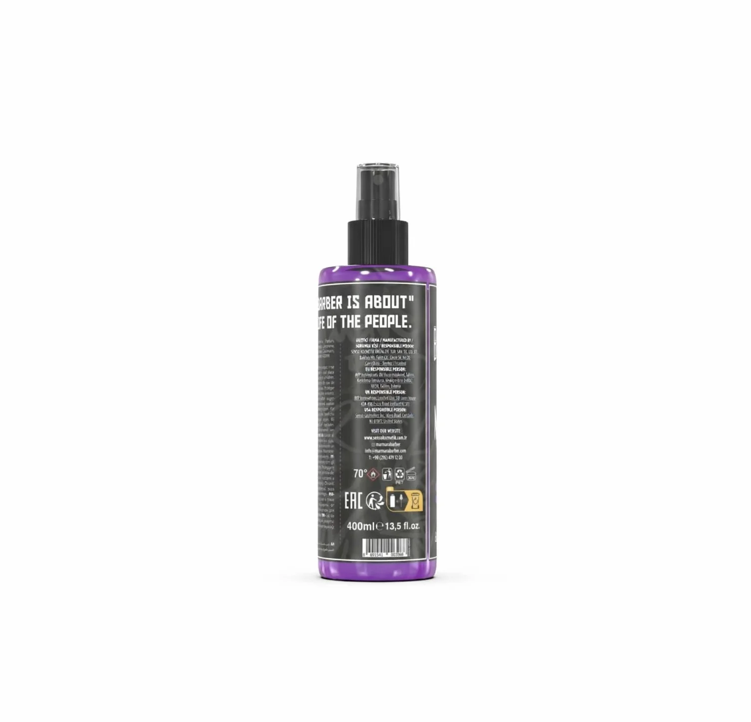 Barber Marmara No.21 Woda toaletowa dla mężczyzn, turecki spray po goleniu, zapach ambrowy, drzewny, długo utrzymujący się, 400ml