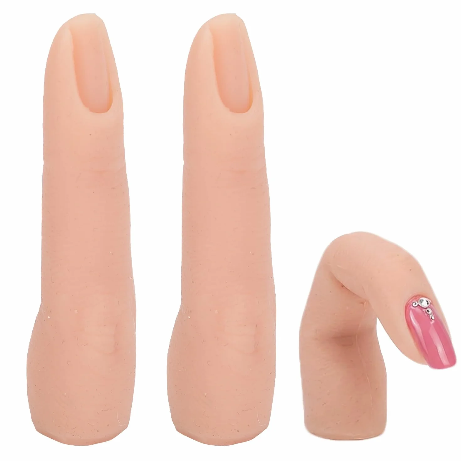 Silikonowe palce do ćwiczeń paznokci elastyczne model do manicure (Lekki kolor)