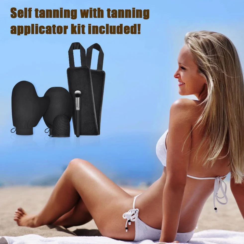 LOPHE Aplikator samoopalający, 5-częściowy czarny aplikator balsamu do pleców, aplikator Sunless Tanning Mitt aplikator balsam do opalania, opalarka strumieniowa