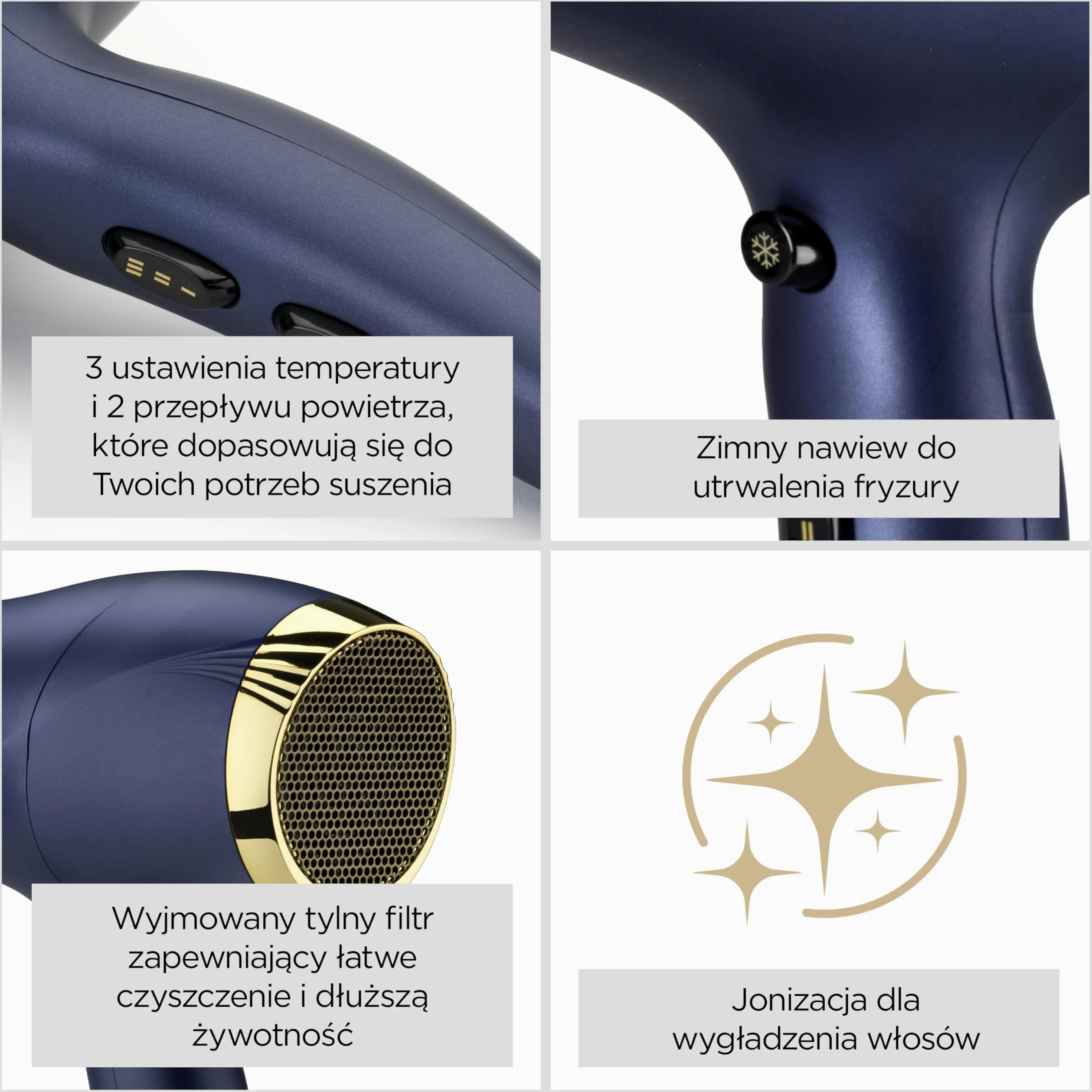 BaByliss Midnight Luxe Suszarka do włosów 2300 W jonowa kontrola puszenia 3 temperatury 2 prędkości 5781PE