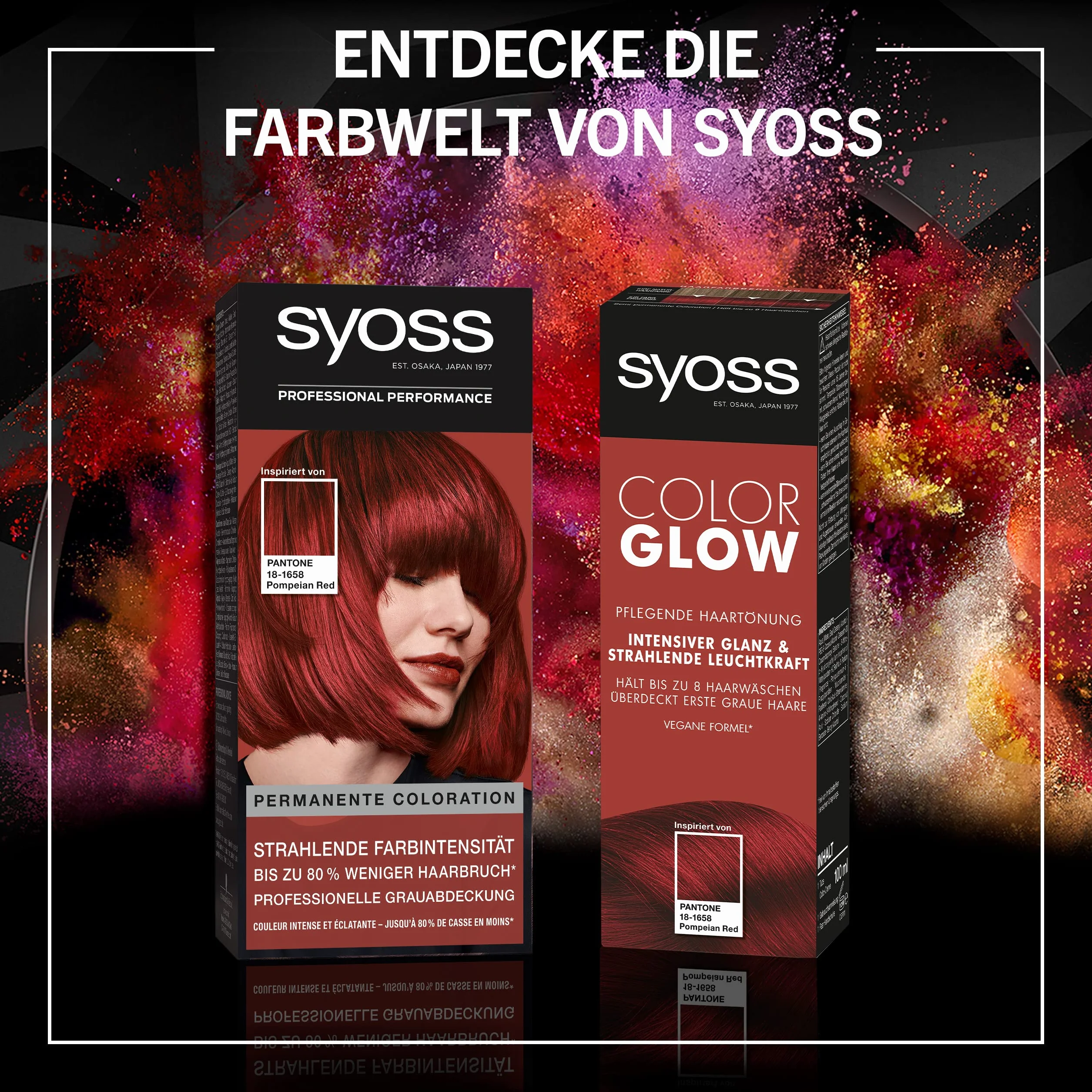 Syoss Permanente Coloration Farba do Włosów, 18-1658 Pompeian Red, 3 x 115 ml