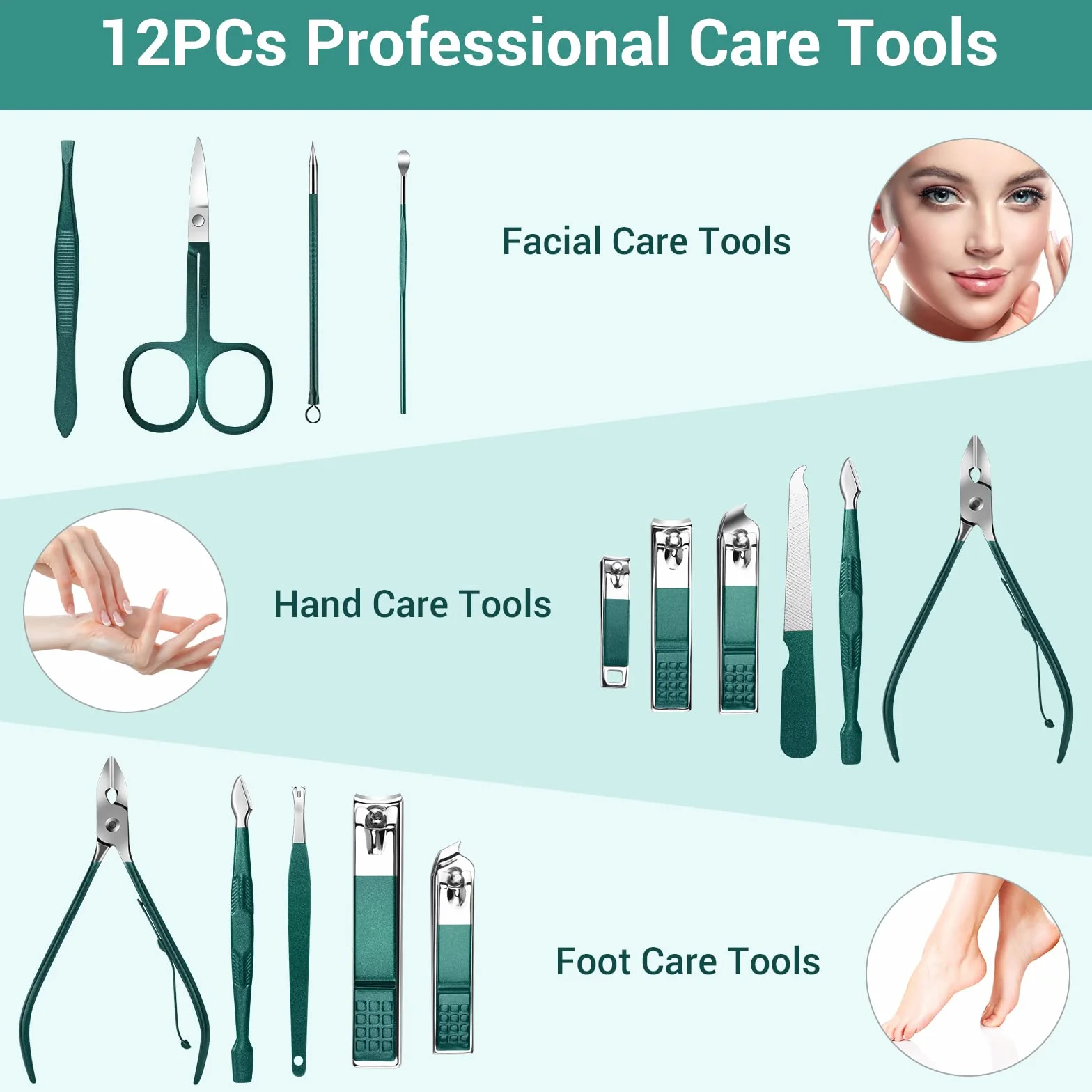 Obcinaczki do paznokci Zestaw do manicure DUAIU 12 szt. Profesjonalny zestaw obcinaczy do paznokci ze stali nierdzewnej Zestaw do pedicure dla mężczyzn i kobiet Narzędzia do pielęgnacji paznokci