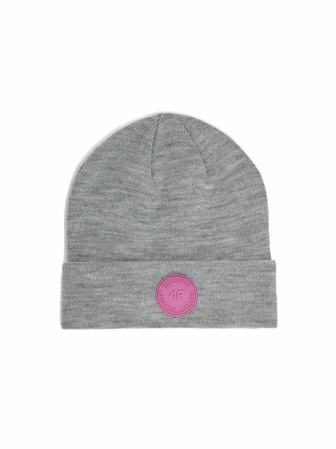 4F Czapka beanie dziewczęca - szara Uniwersalny