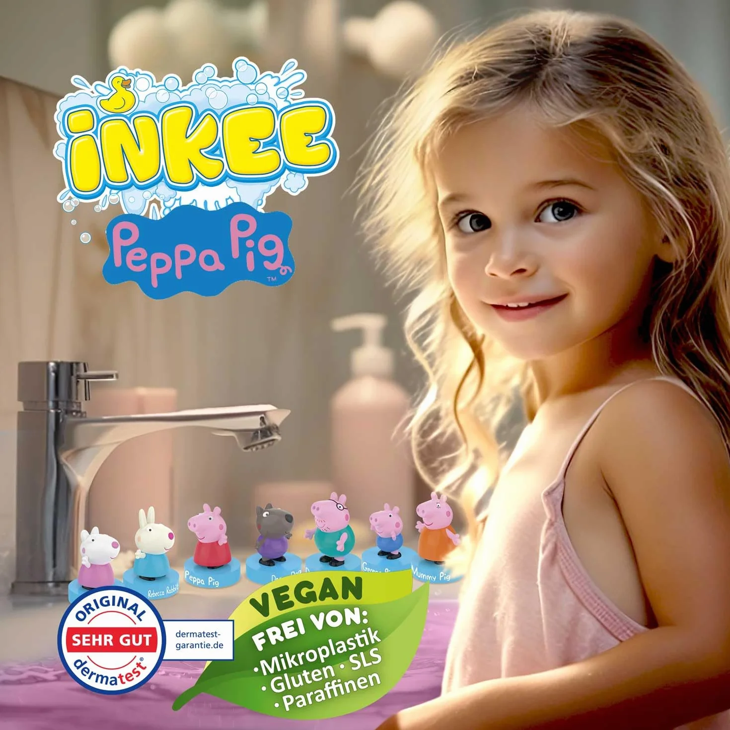 INKEE Surprise zestaw 5 kulek do kąpieli dla dzieci z niespodzianką, świnka Peppa, zabawka do wanny, o zapachu truskawkowym i efekcie pianki