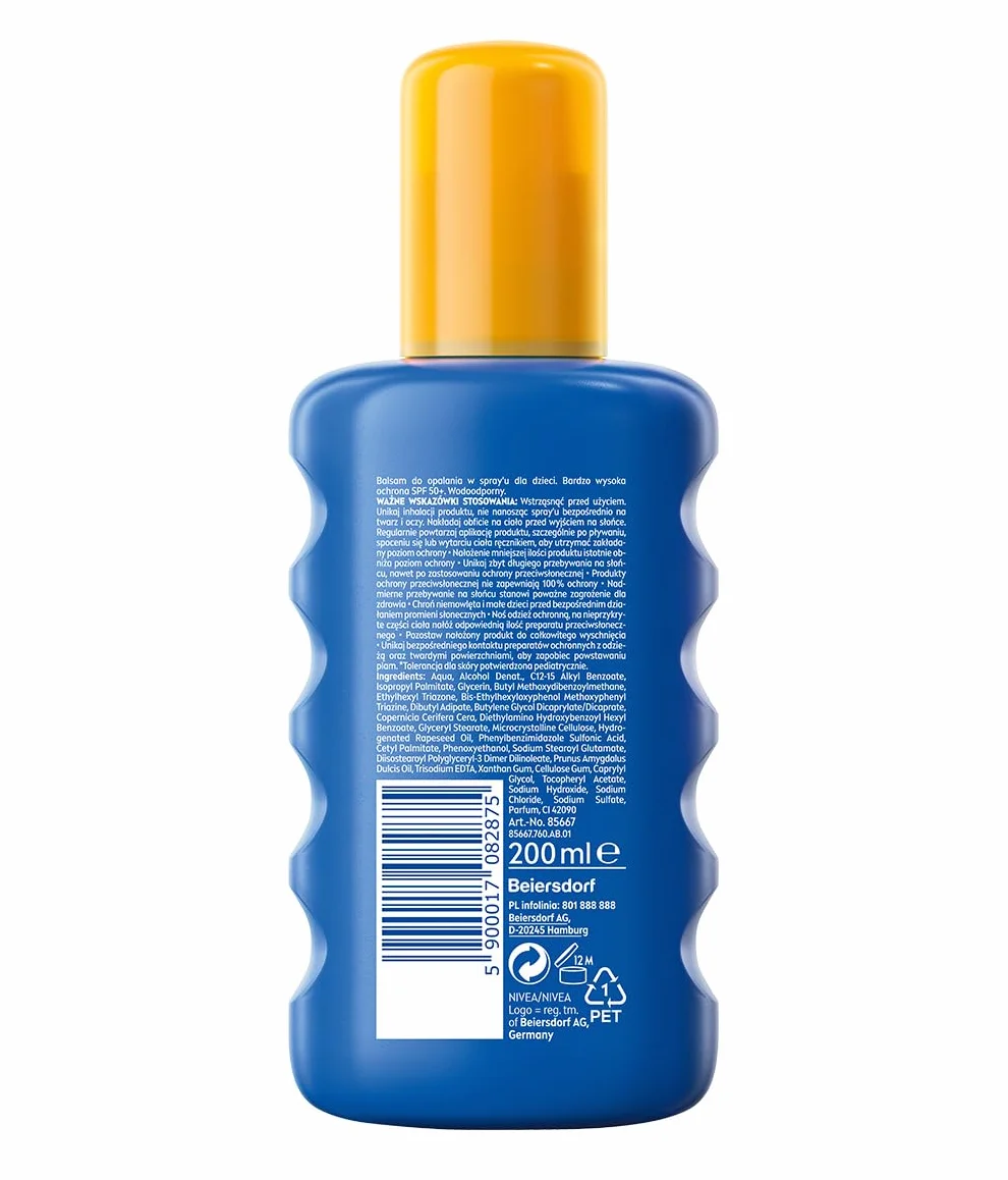 NIVEA SUN Protect & Care Spray ochronny na słońce dla dzieci Kids SPF50+ 200 ml
