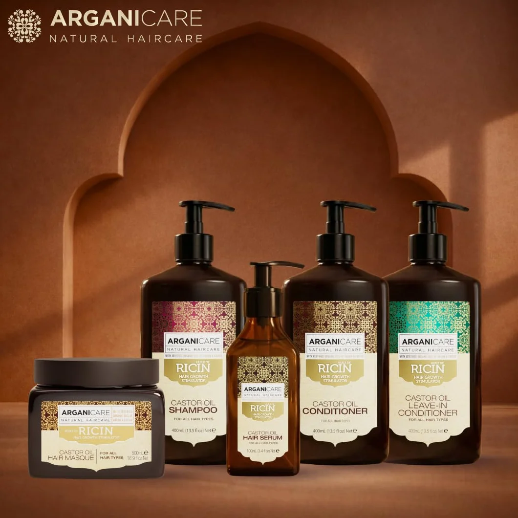 ARGANICARE | Zestaw Duo Ricin | Szampon + Odżywka Wzrost & Wzmocnienie | Wszystkie rodzaje włosów |.Siła i Nawilżenie | 2 x 400 ml