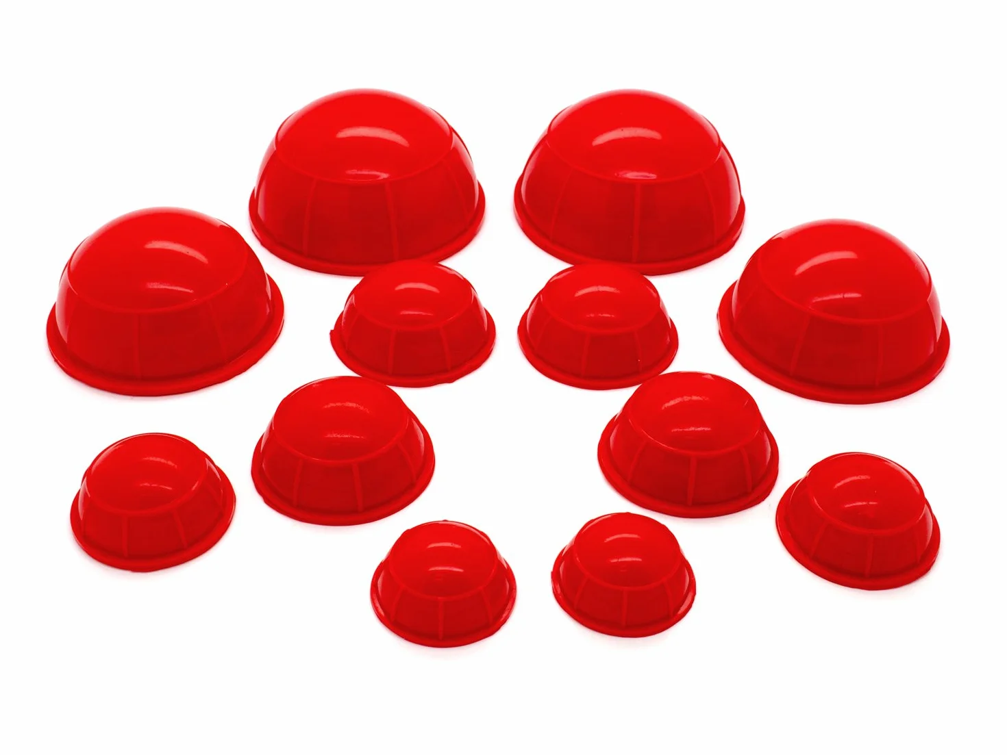 AFH-Webshop 1550401-01 zestaw bańek silikonowych, 12 sztuk, z różnymi średnicami, kolor czerwony