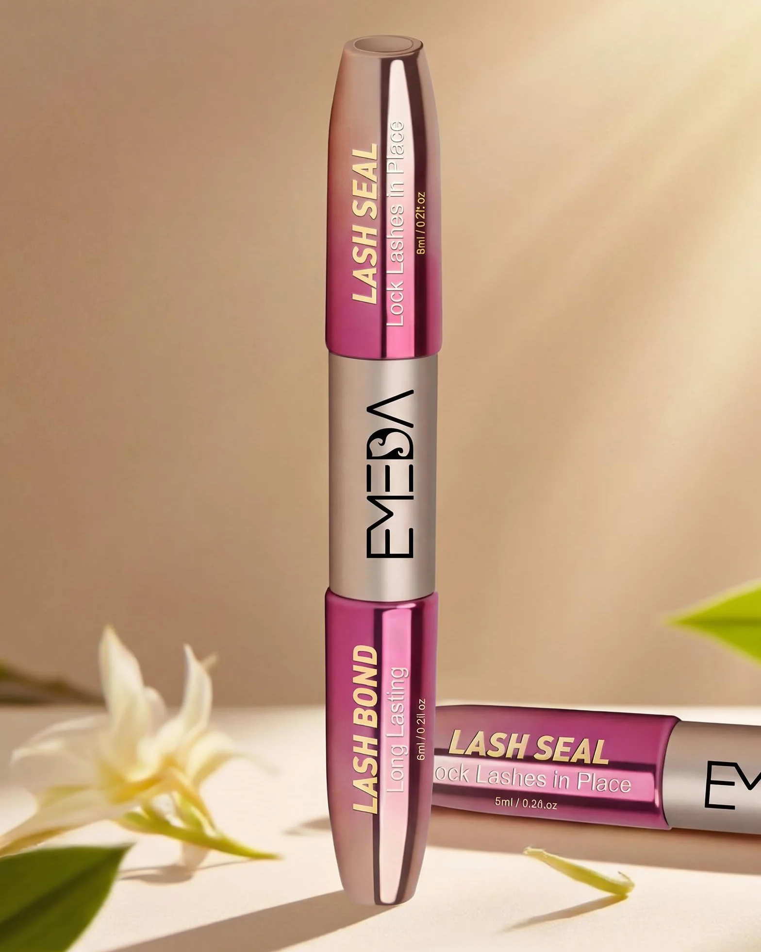 EMEDA Klej do rzęs 2 w 1 Lash Bond and Seal for Cluster Lashes, 48H wodoodporny i odporny na pot, długotrwały klej – Bez lateksu, łatwy w użyciu (6ml,Black+Clear)