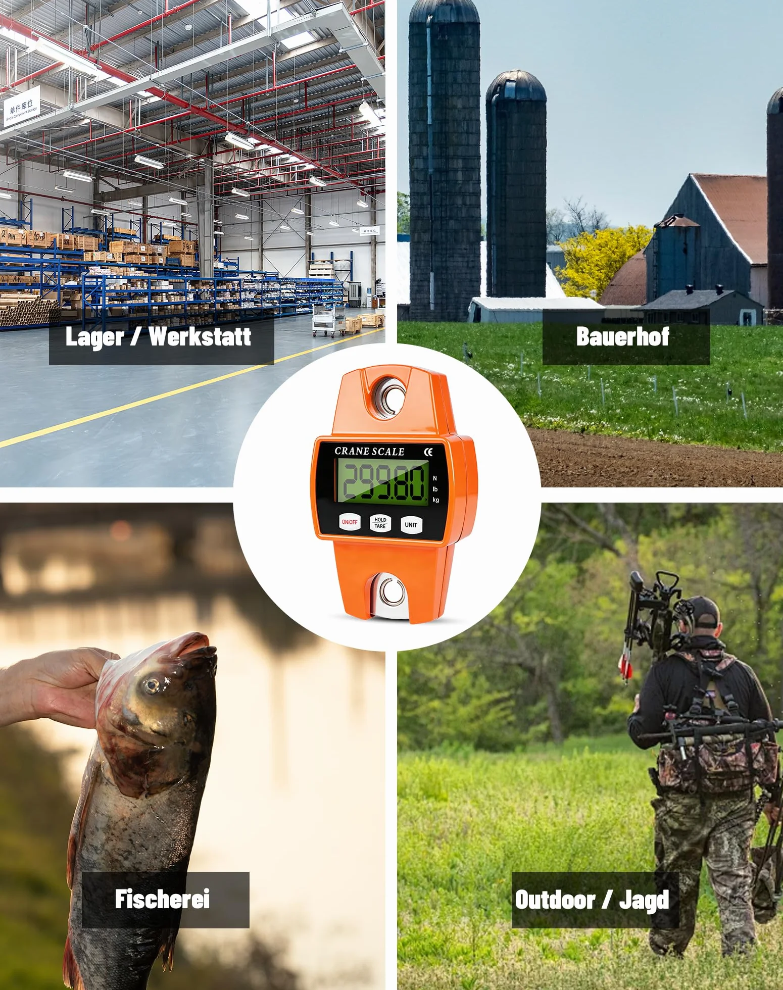 Cyfrowa waga wisząca, 300 kg, precyzyjna waga dźwigowa, waga wisząca, elektroniczna waga do ryb, 50 g, przenośna waga do dzikich zwierząt