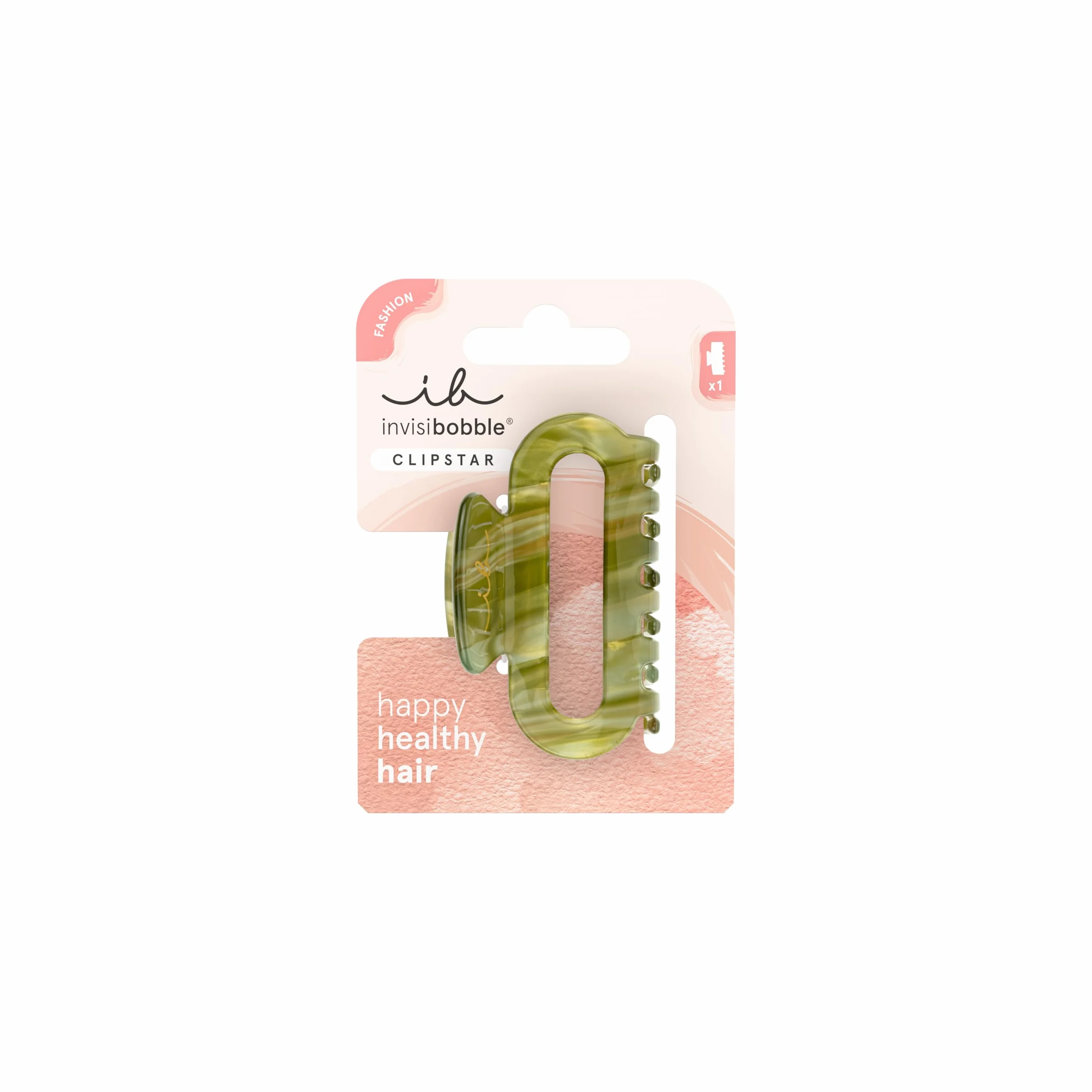 Invisibobble CLIPSTAR Evergreen – średnio głęboka zielona spinka do włosów z organicznymi kształtami, idealna dla naturalnego wyglądu i pewnego trzymania, nowoczesny styl, zdrowe włosy
