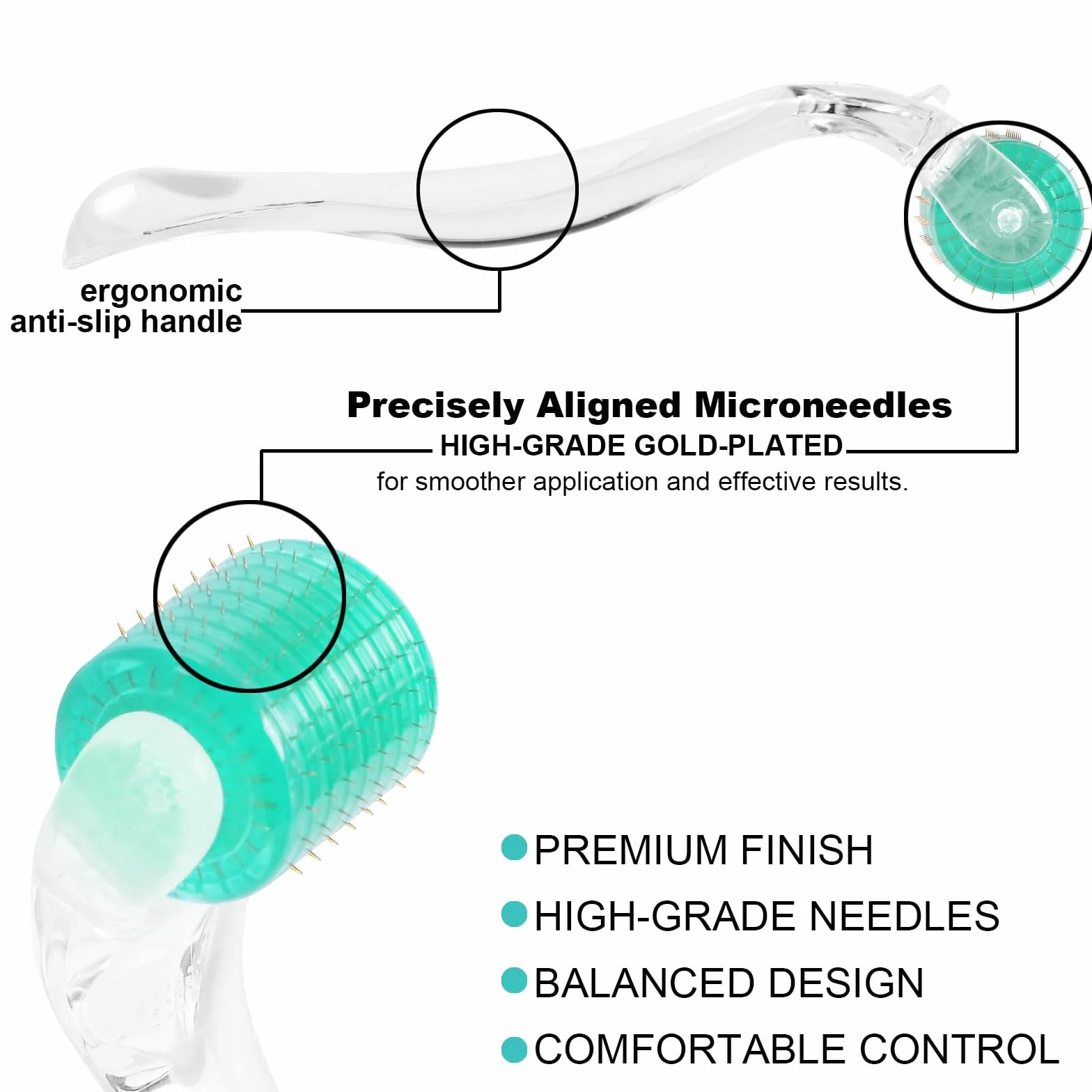 Derma roller z 192 igłami, system mikroigieł, przeciwstarzeniowy, przeciw trądzikowi, rozstępom, cellulitowi, utracie skóry, wypadaniu włosów (0,5 mm)