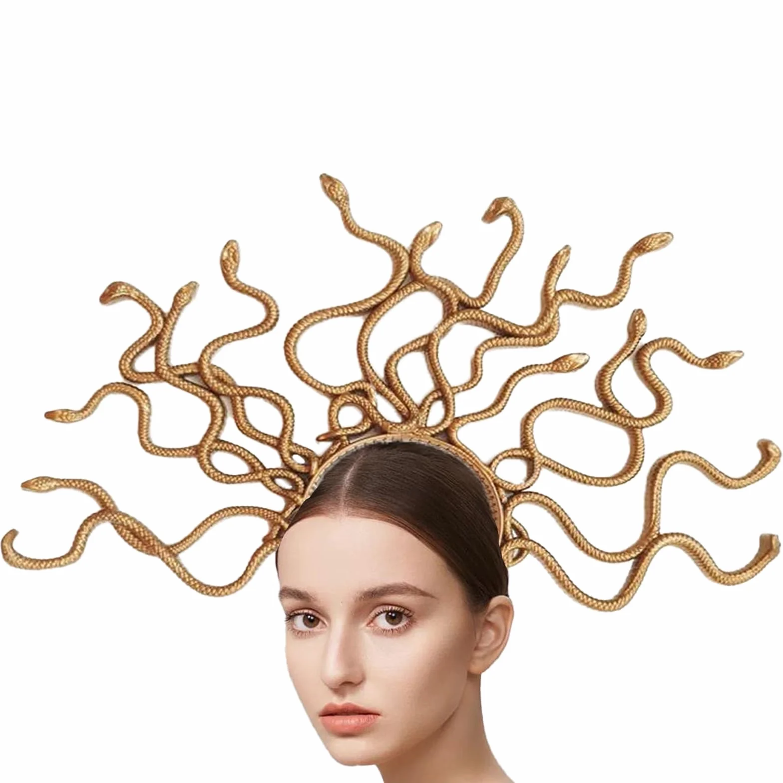 Opaska na włosy Medusa głowa węża złota