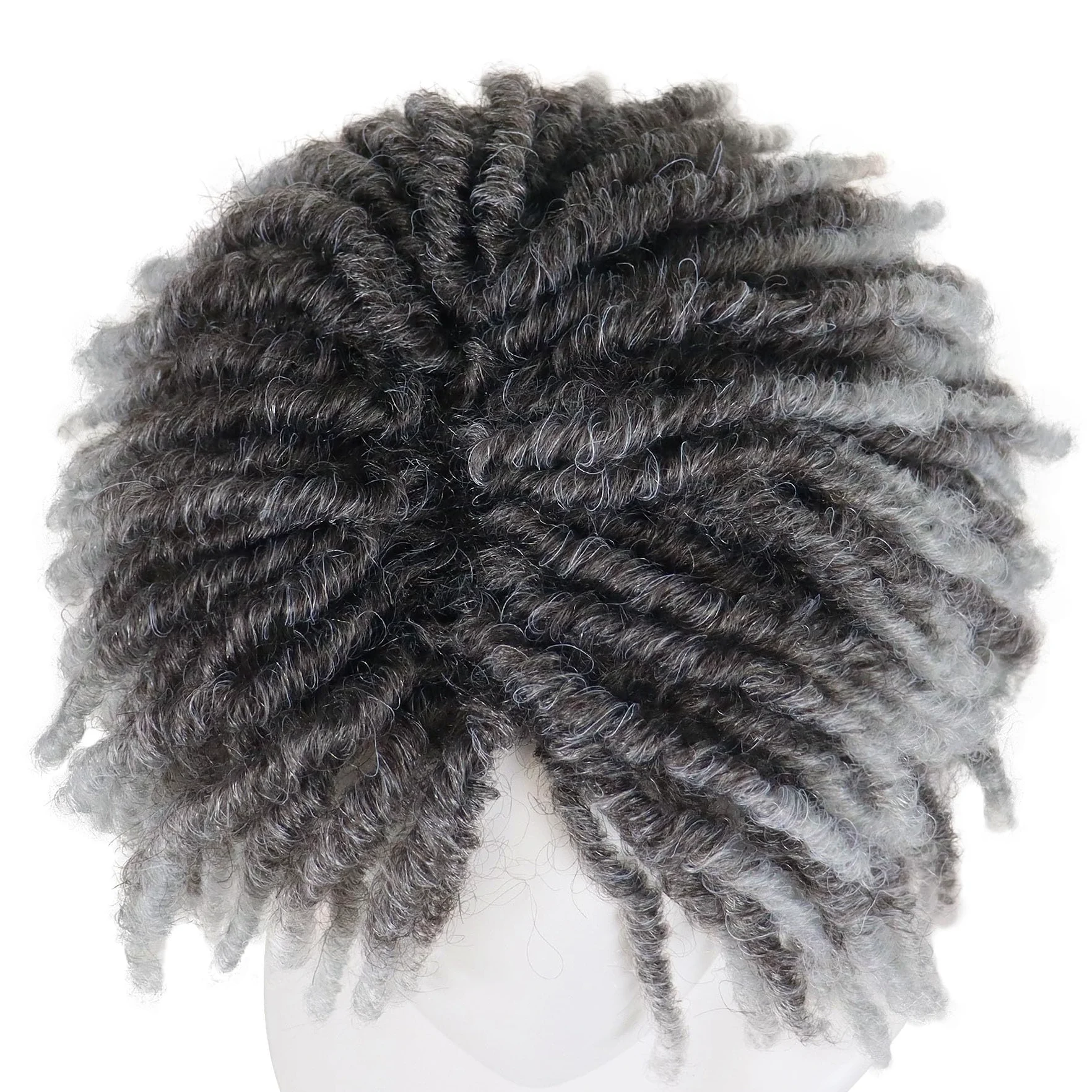 GNIMEGIL Krótka Peruka Dreadlock mężczyzna ombré-szara realistyczny Twist Rasta Cosplay kostium impreza