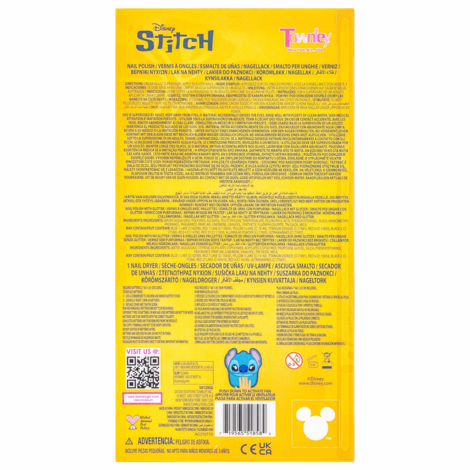 Stitch Lakier Wodny 16 szt z Suszarką do Paznokci Brokat
